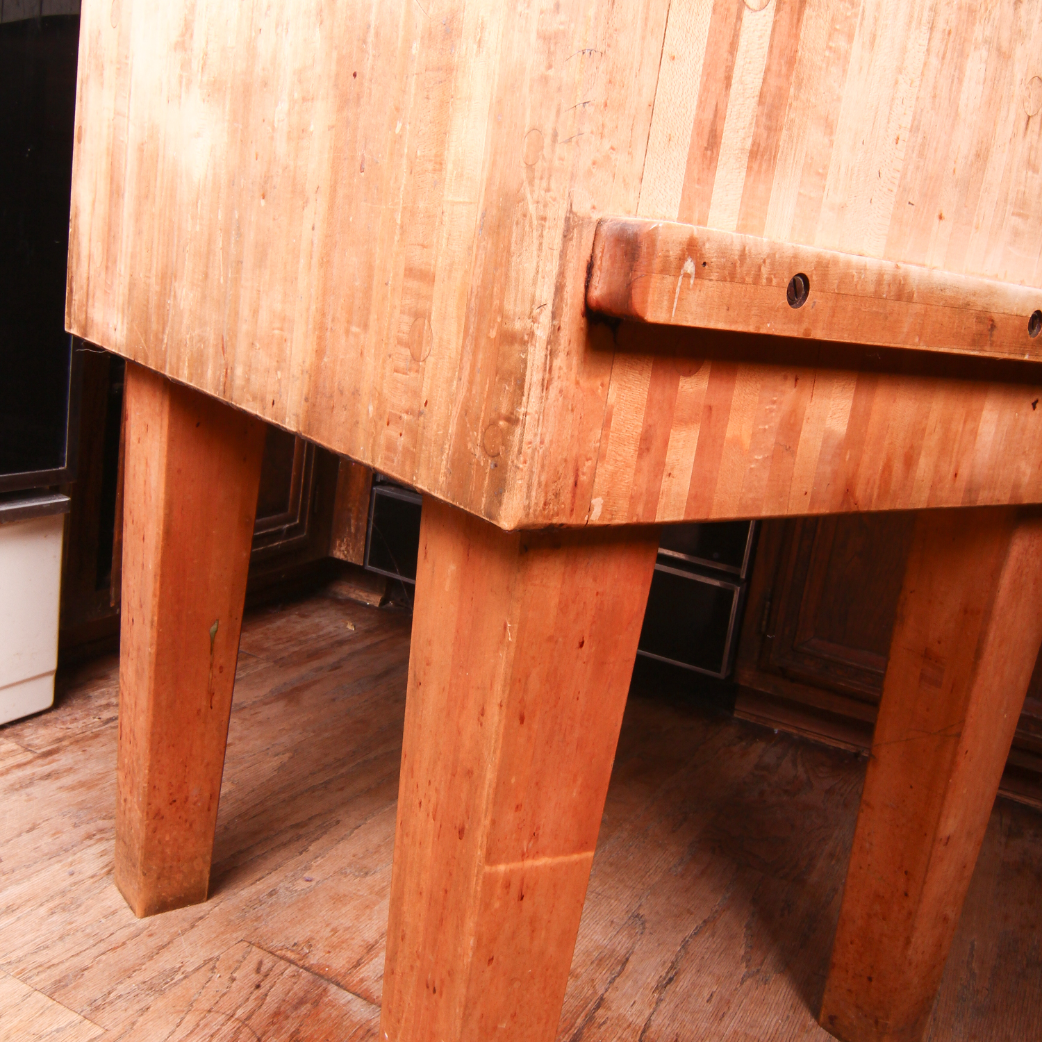 End Grain Butcher Block Table with Knife Rack After John Boos Design