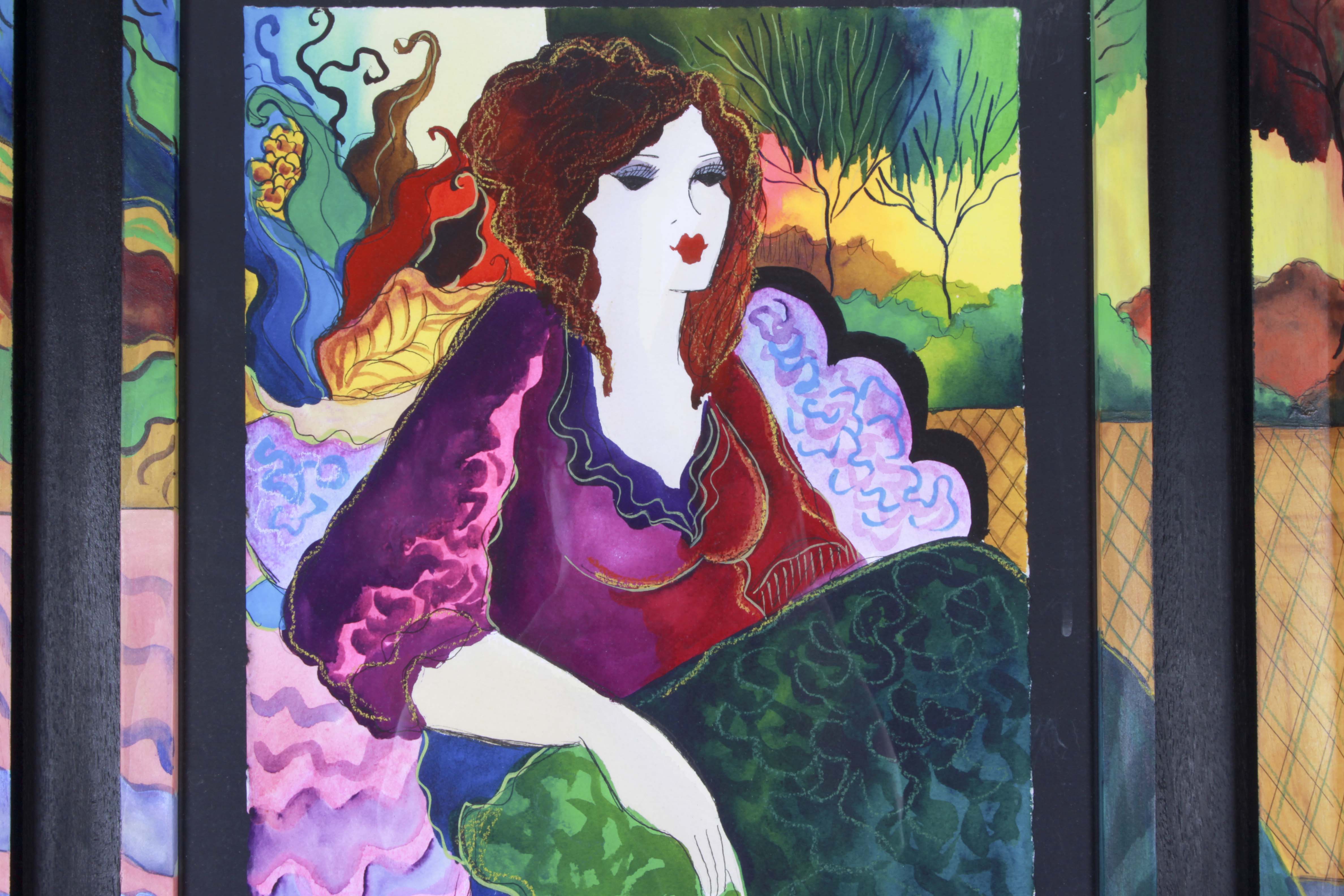 Original Patricia Govezensky Watercolor of Woman