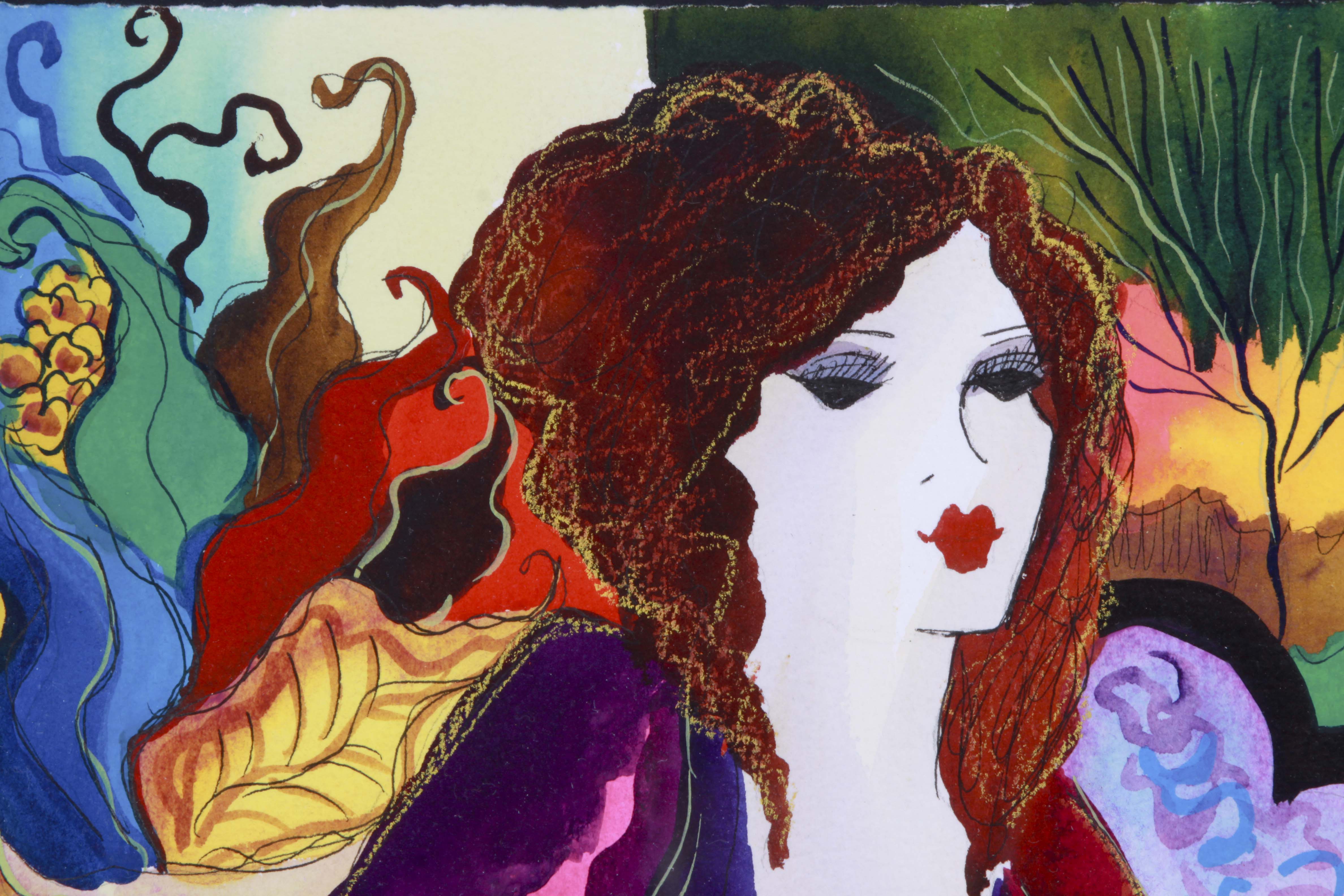 Original Patricia Govezensky Watercolor of Woman