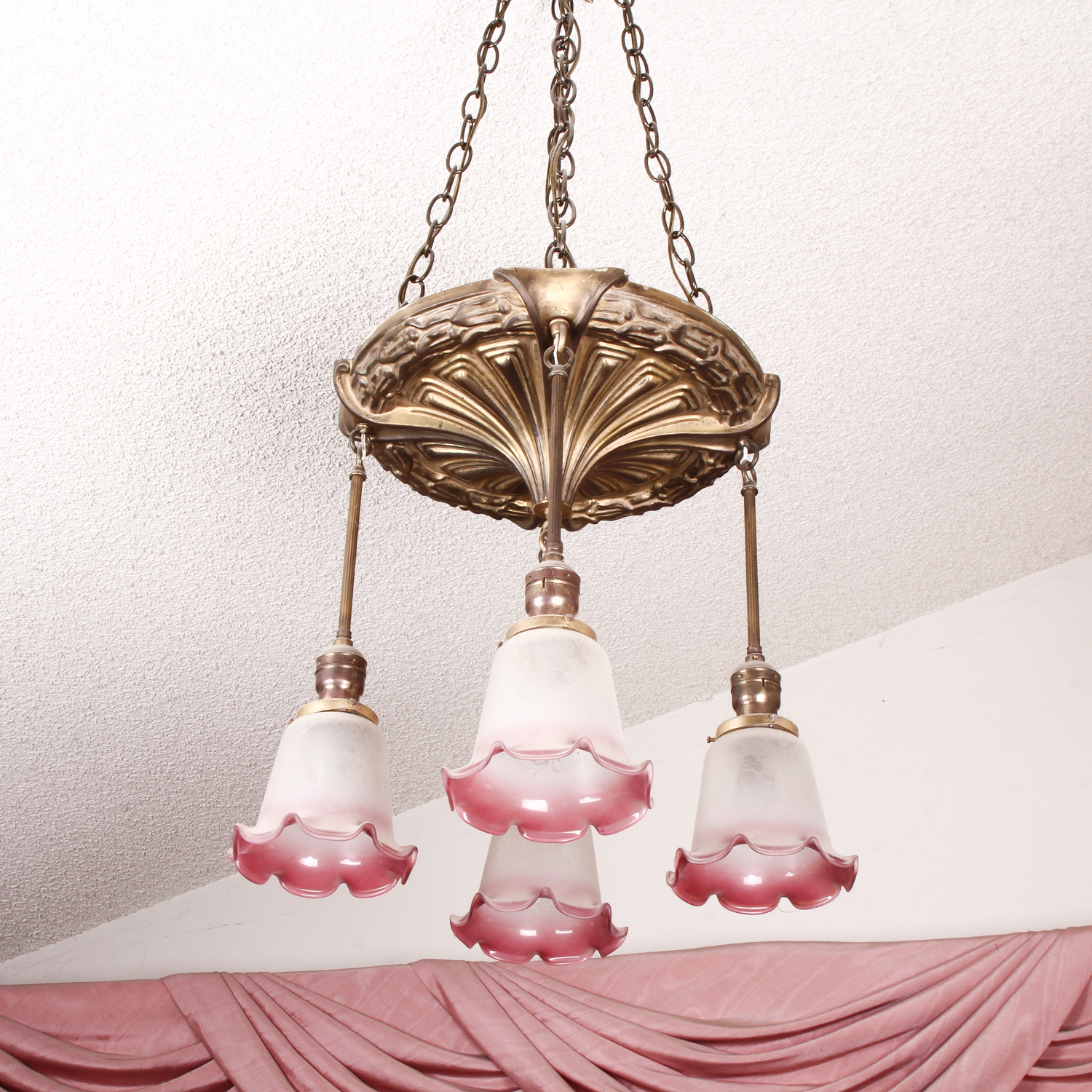 Victorian Ceiling Light with Glass Shades