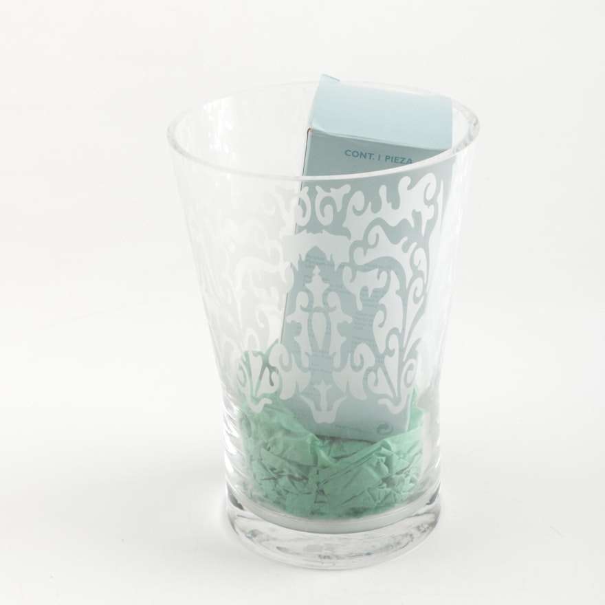 PartyLite Frosted Glass Hurricane Style Candle Holder