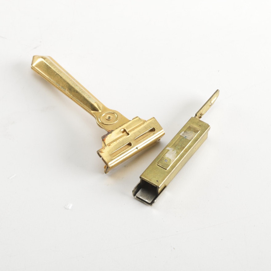Vintage Schick Injector Brass Safety Razor And Blades