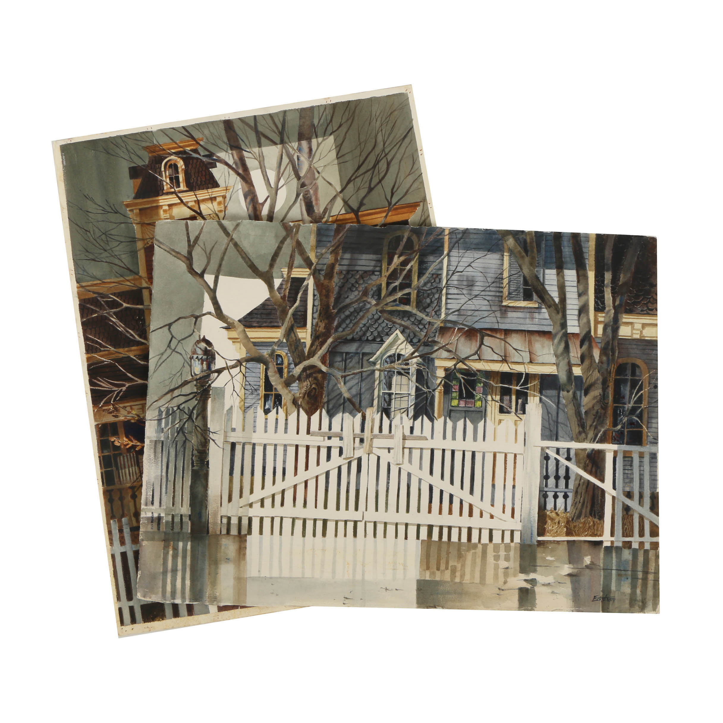 Pair of Cynthia Norton Eckstrom Watercolor Paintings on Paper