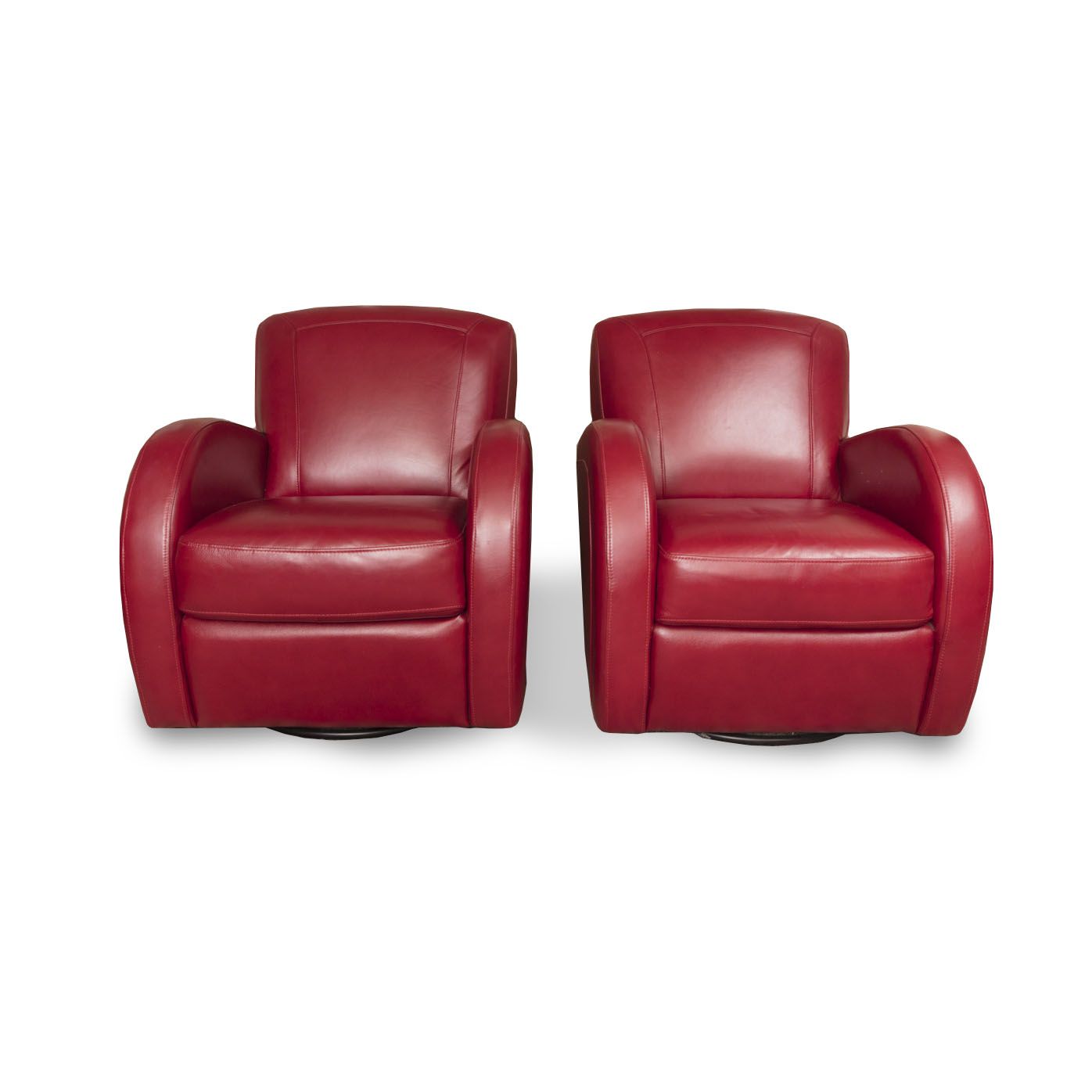 Pair of Red Leather Club Chairs by Superb Creation Ltd.