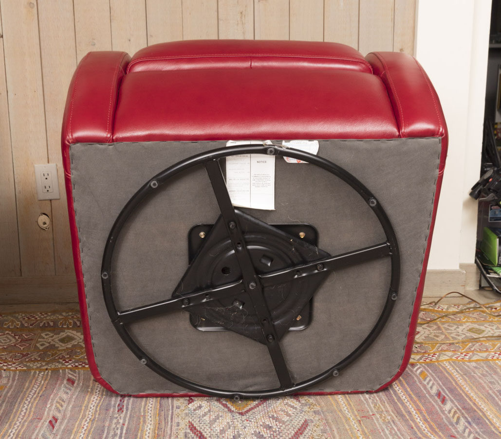 Pair of Red Leather Club Chairs by Superb Creation Ltd.