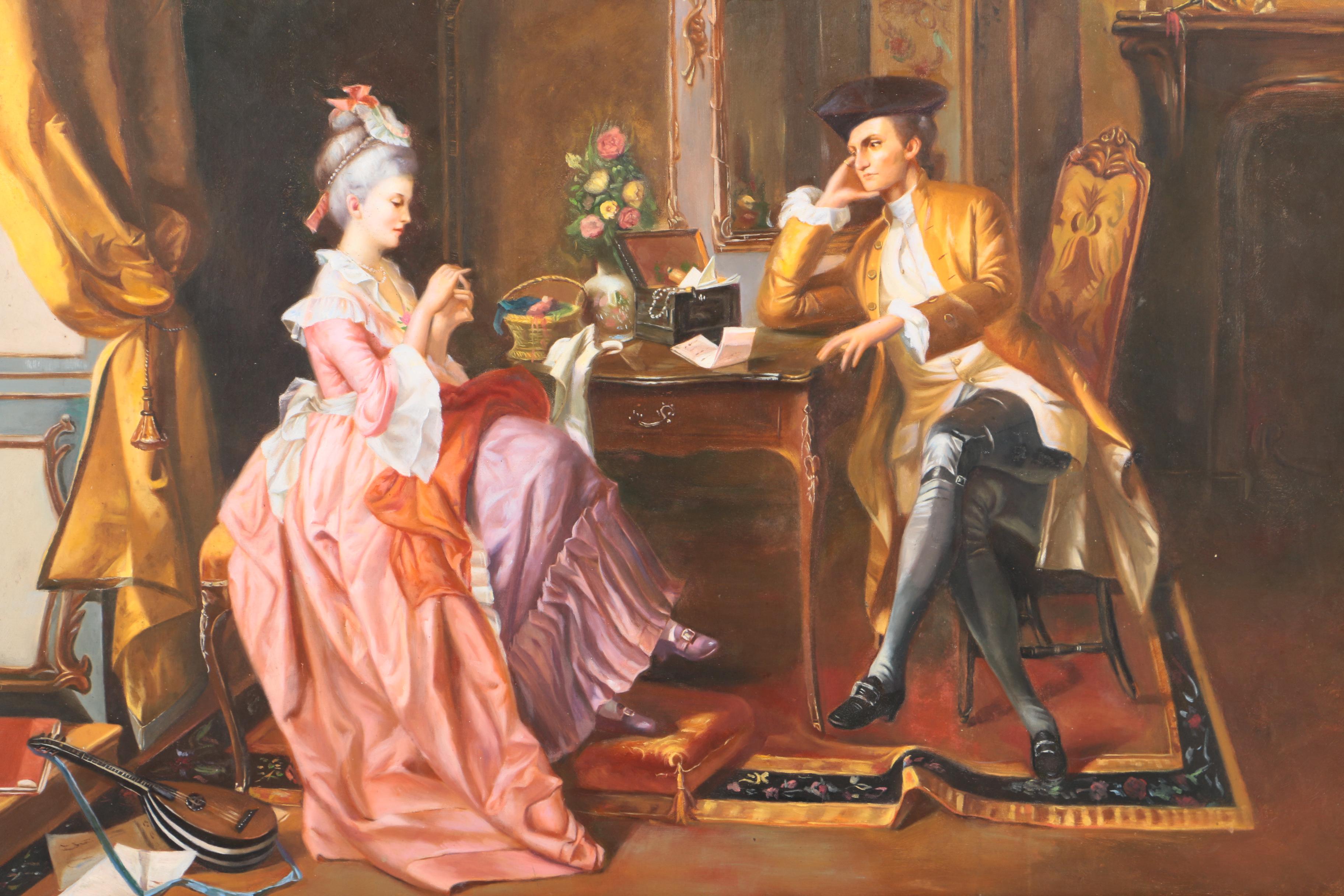 Copy Oil Painting After Carl Herpfer's "The Love Missive"