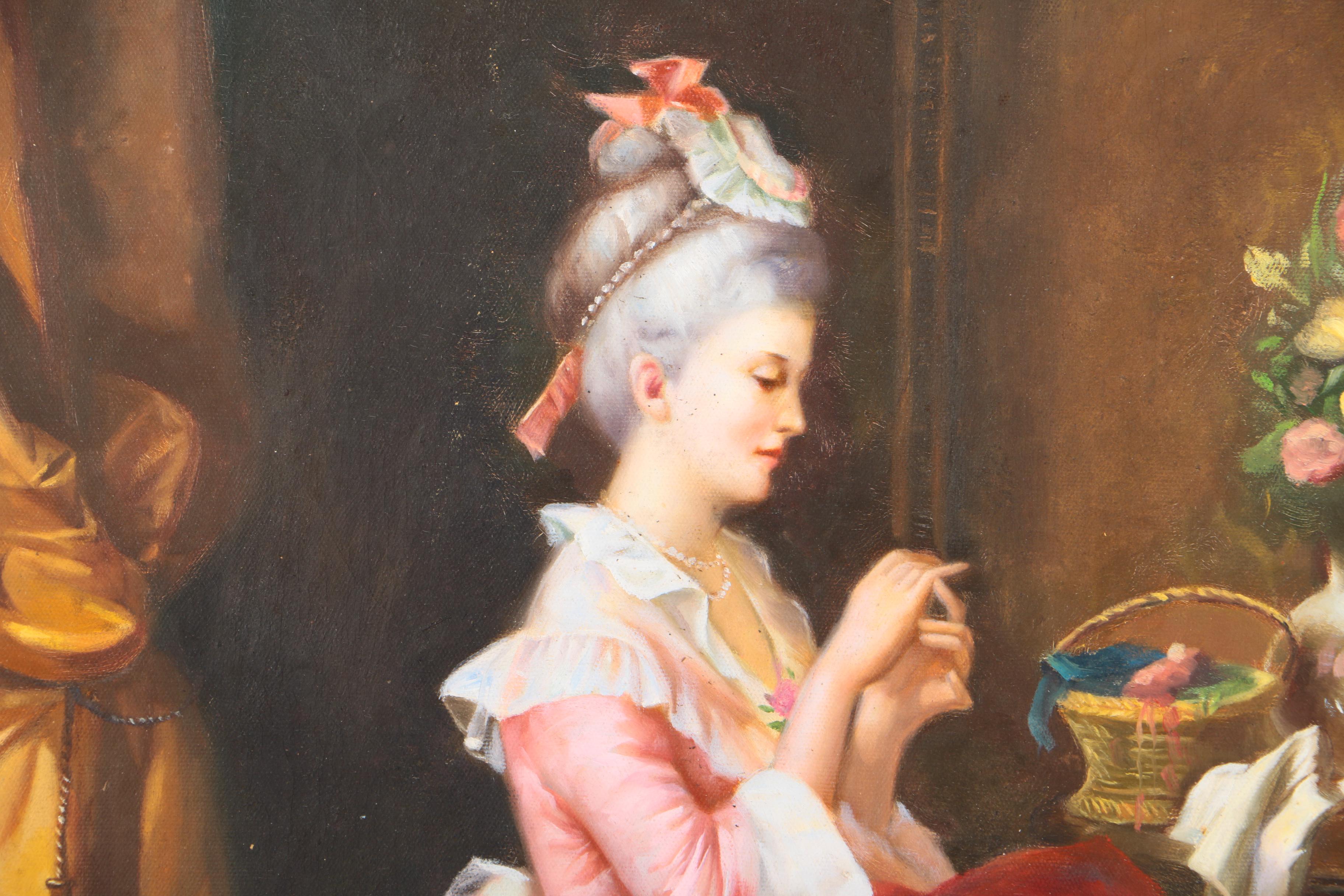 Copy Oil Painting After Carl Herpfer's "The Love Missive"