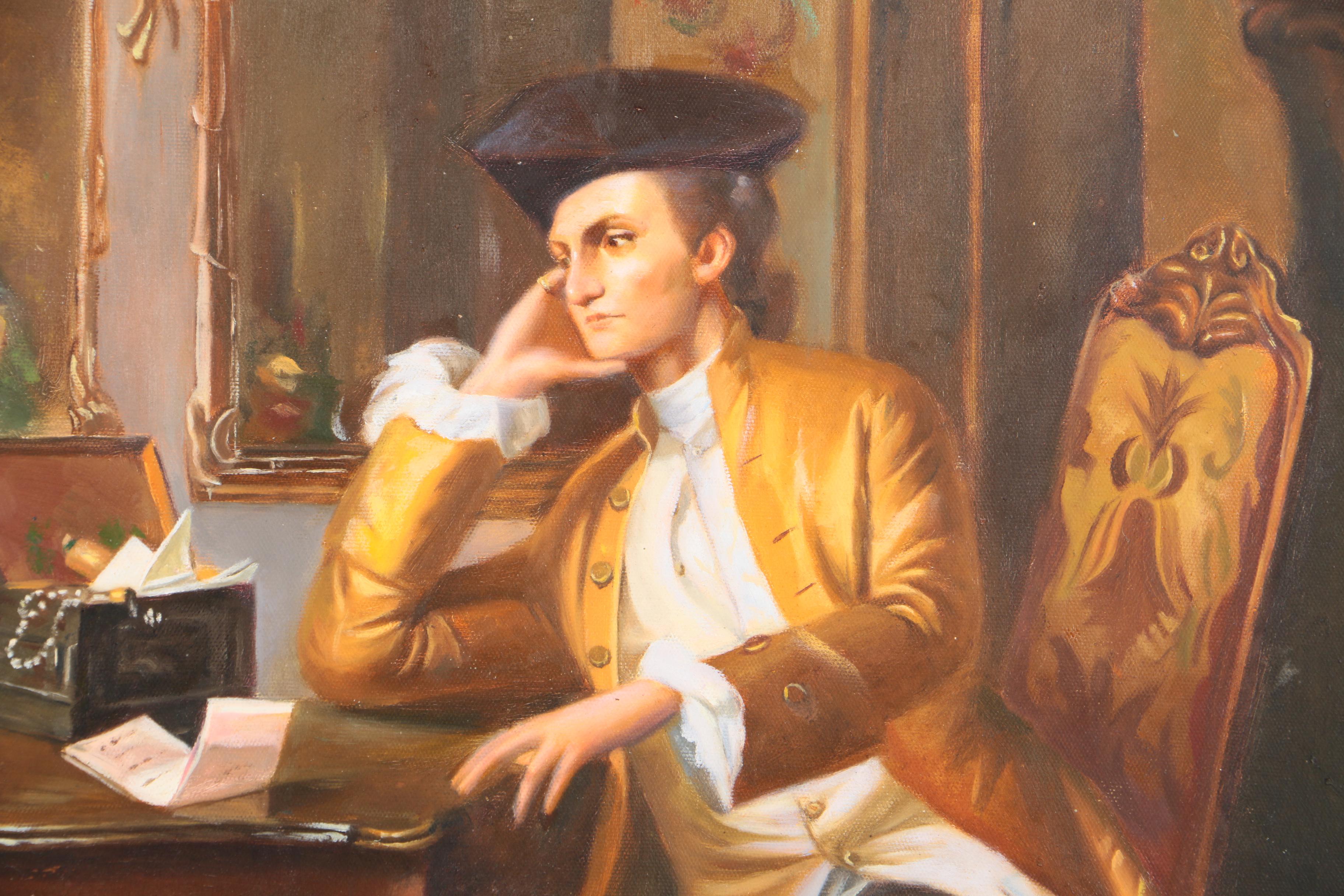 Copy Oil Painting After Carl Herpfer's "The Love Missive"