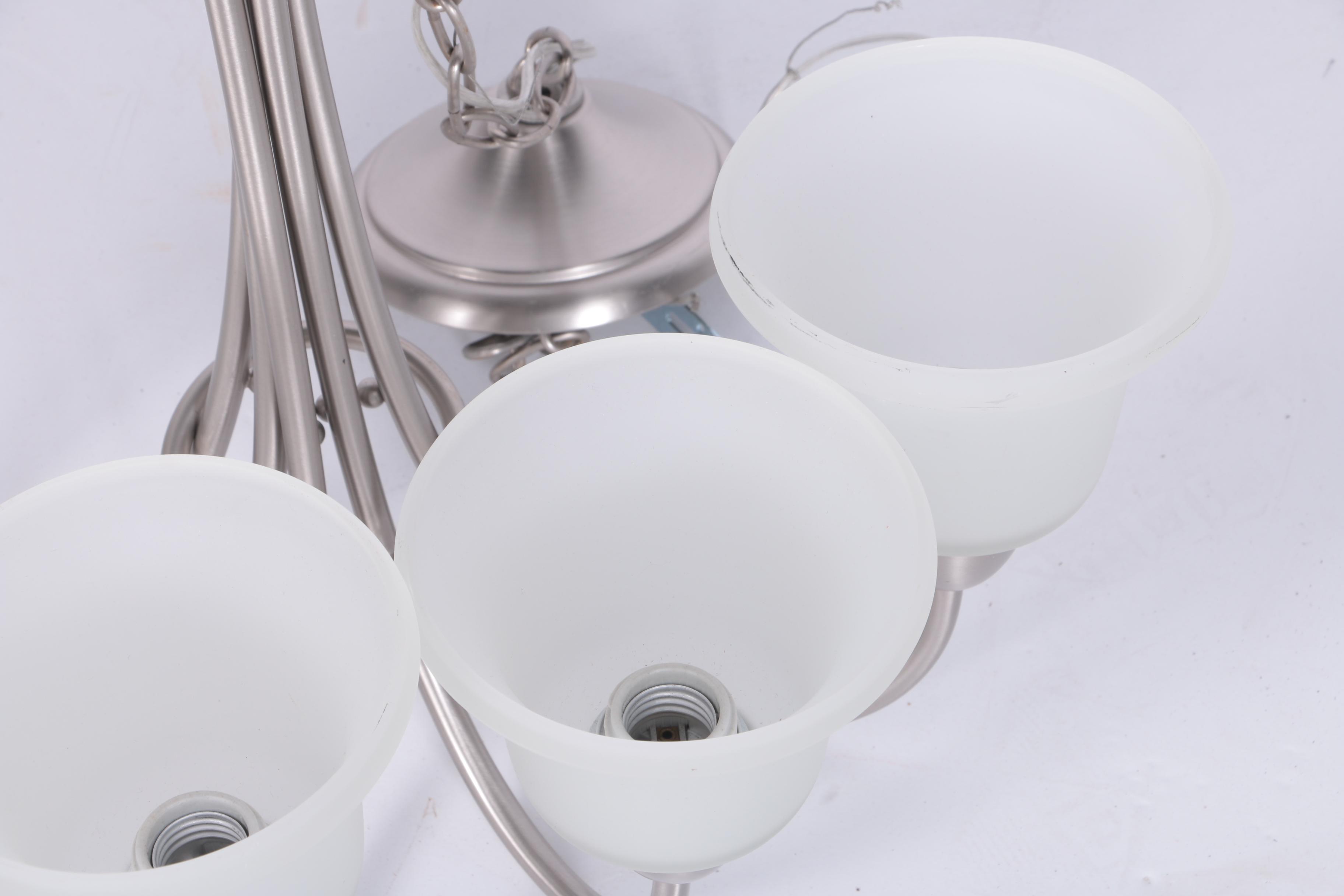 Brushed Metal Five Light Chandelier