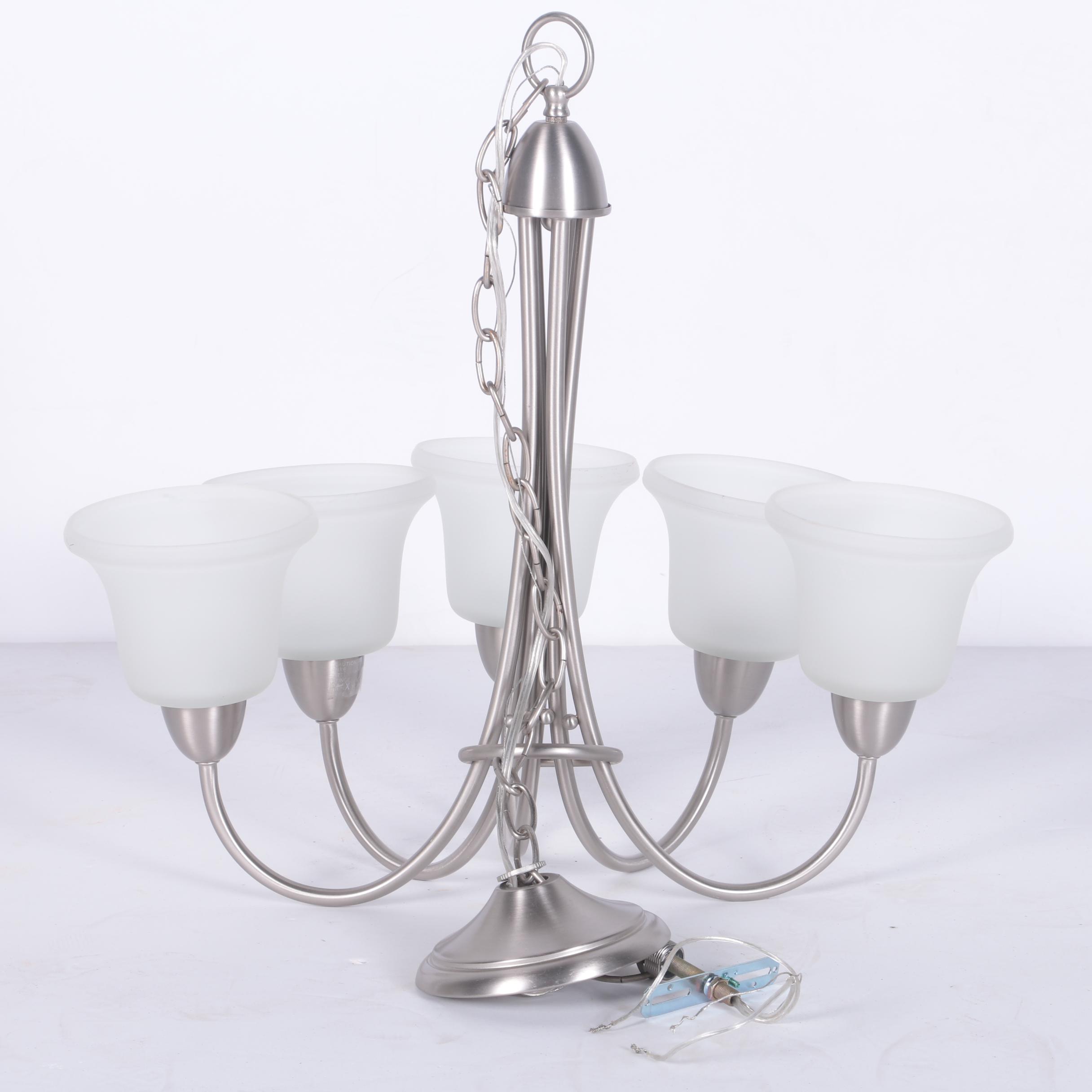 Brushed Metal Five Light Chandelier