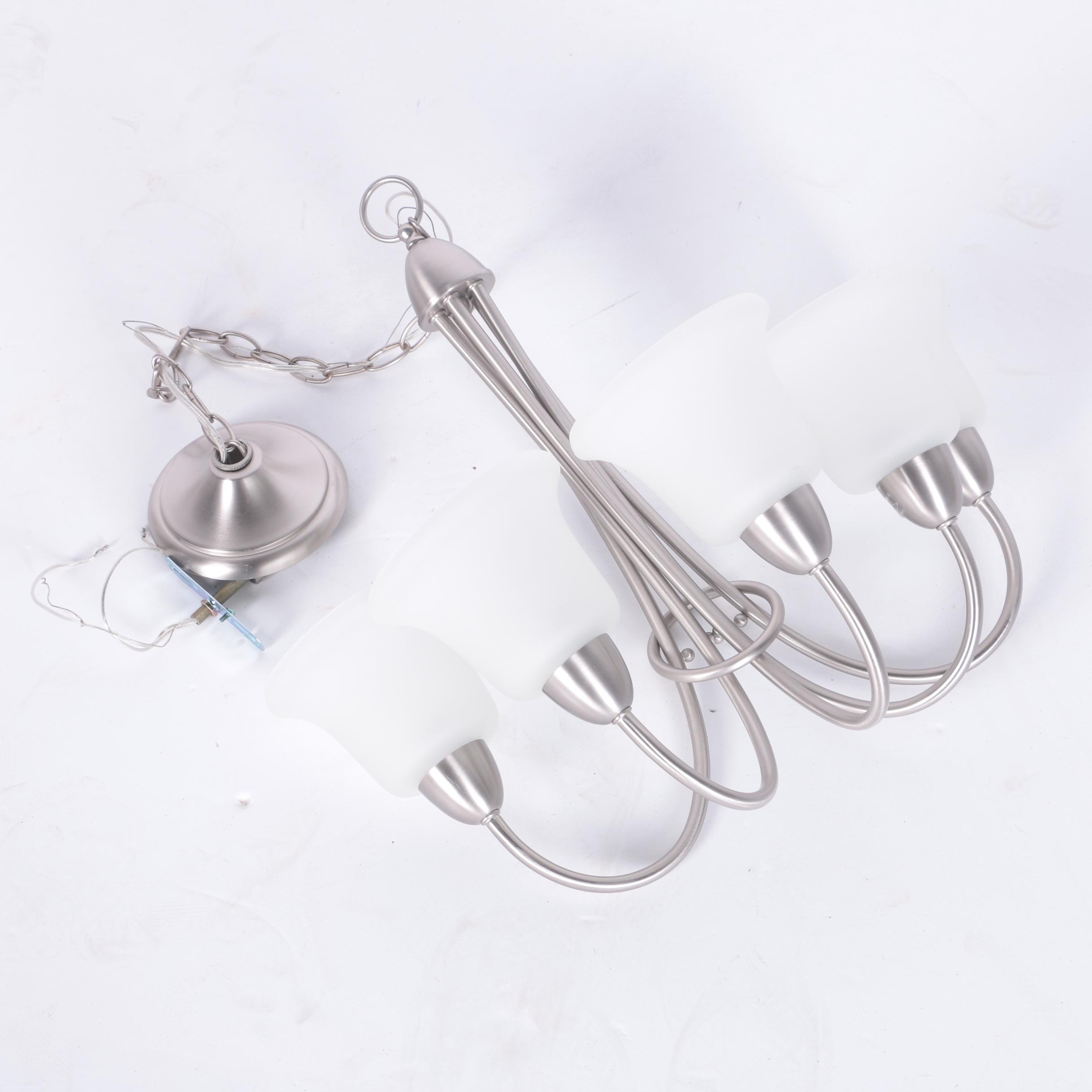 Brushed Metal Five Light Chandelier