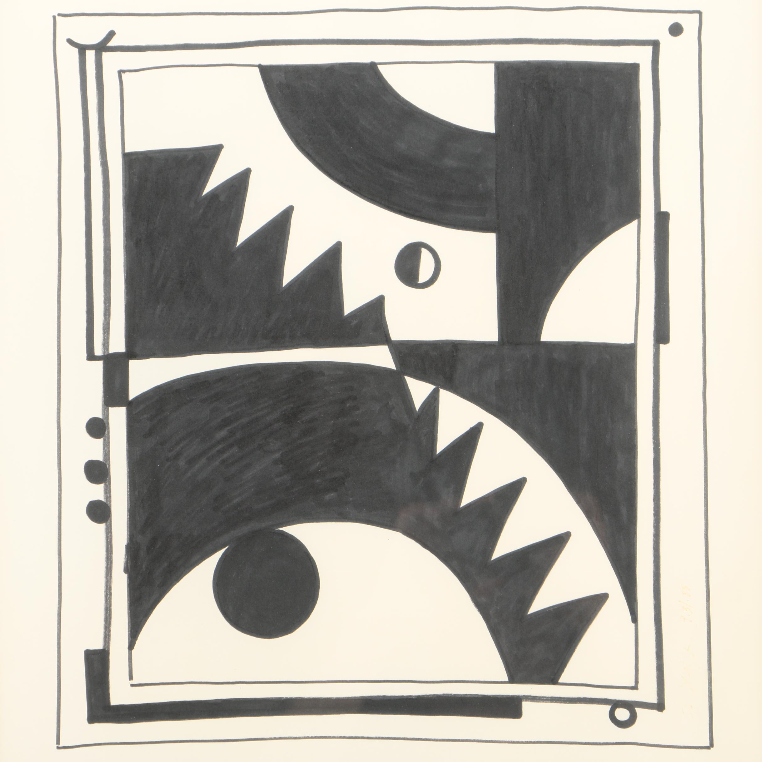 Bill Schiffer Oil Paint Marker Drawing "Mechanique"