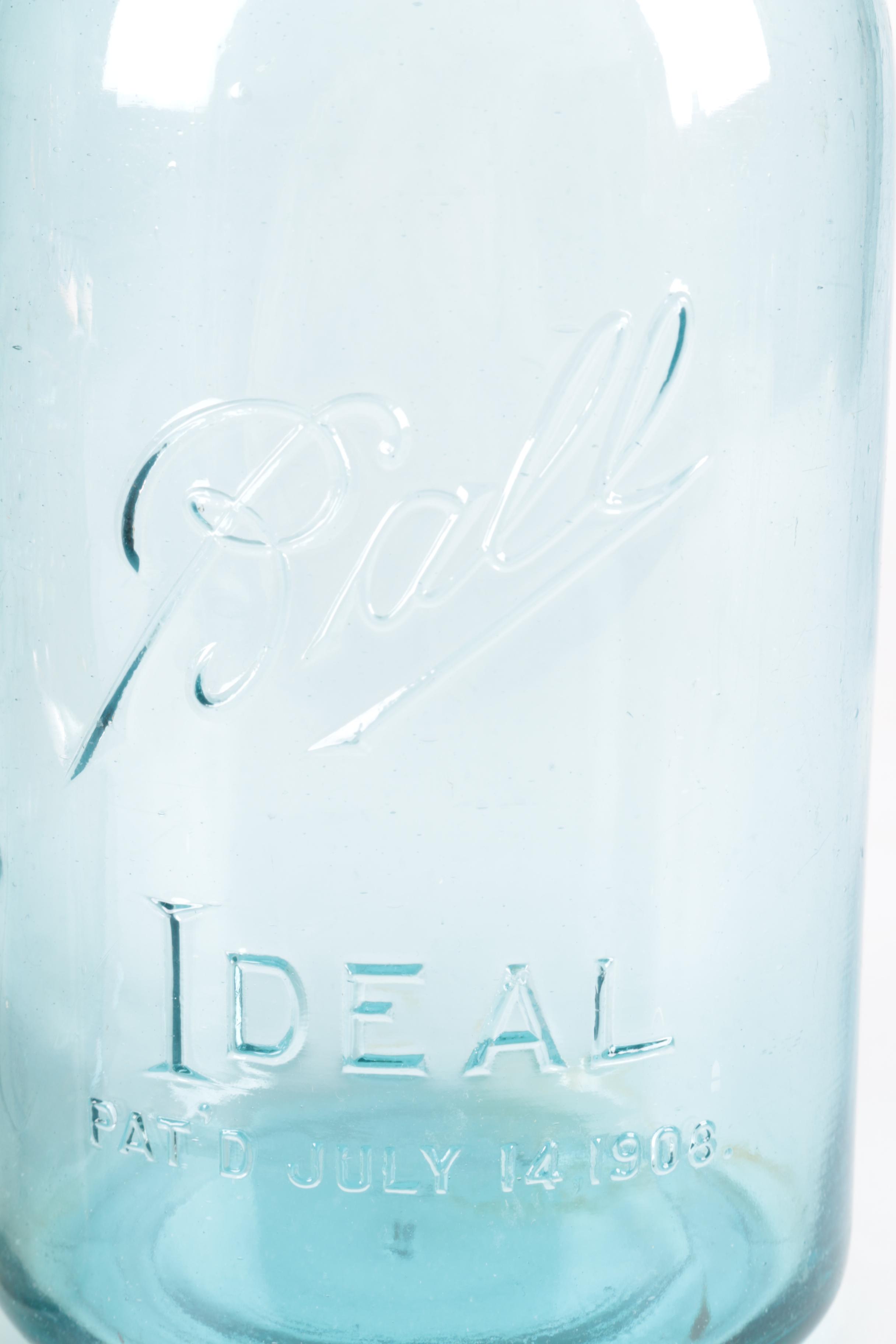 Glass Jars Including Ball Jar and Carnival Glass