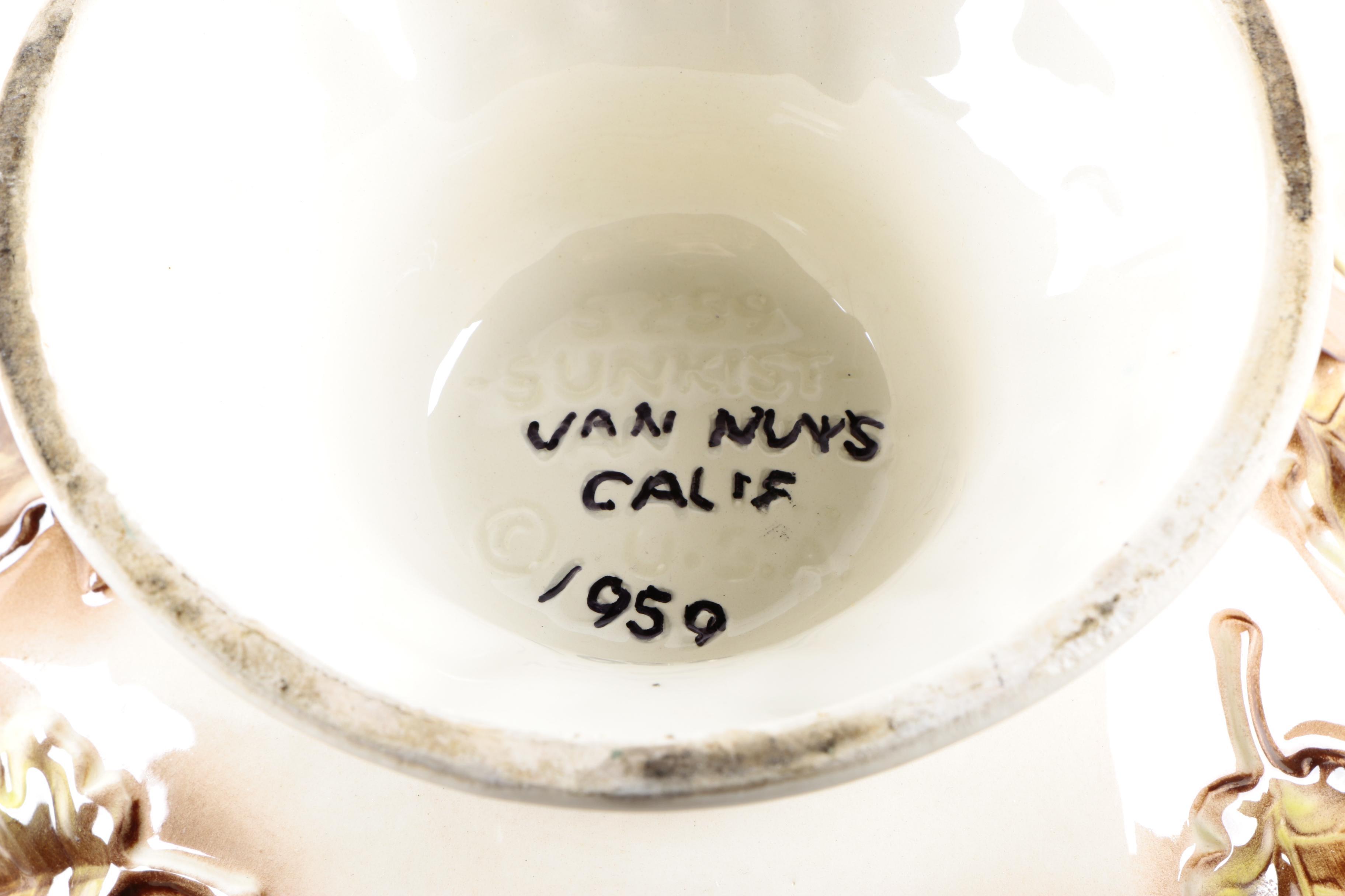 Vintage Sunkist Pottery Soup Tureen C. 1959