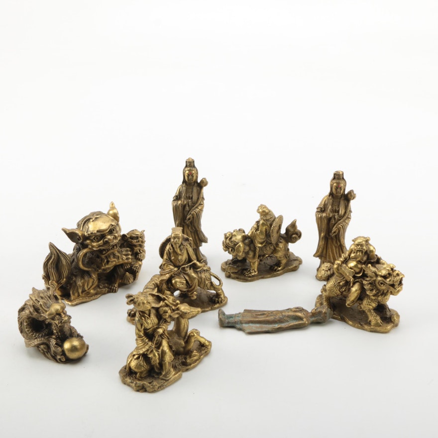 Assortment of East Asian Style Brass Figurines