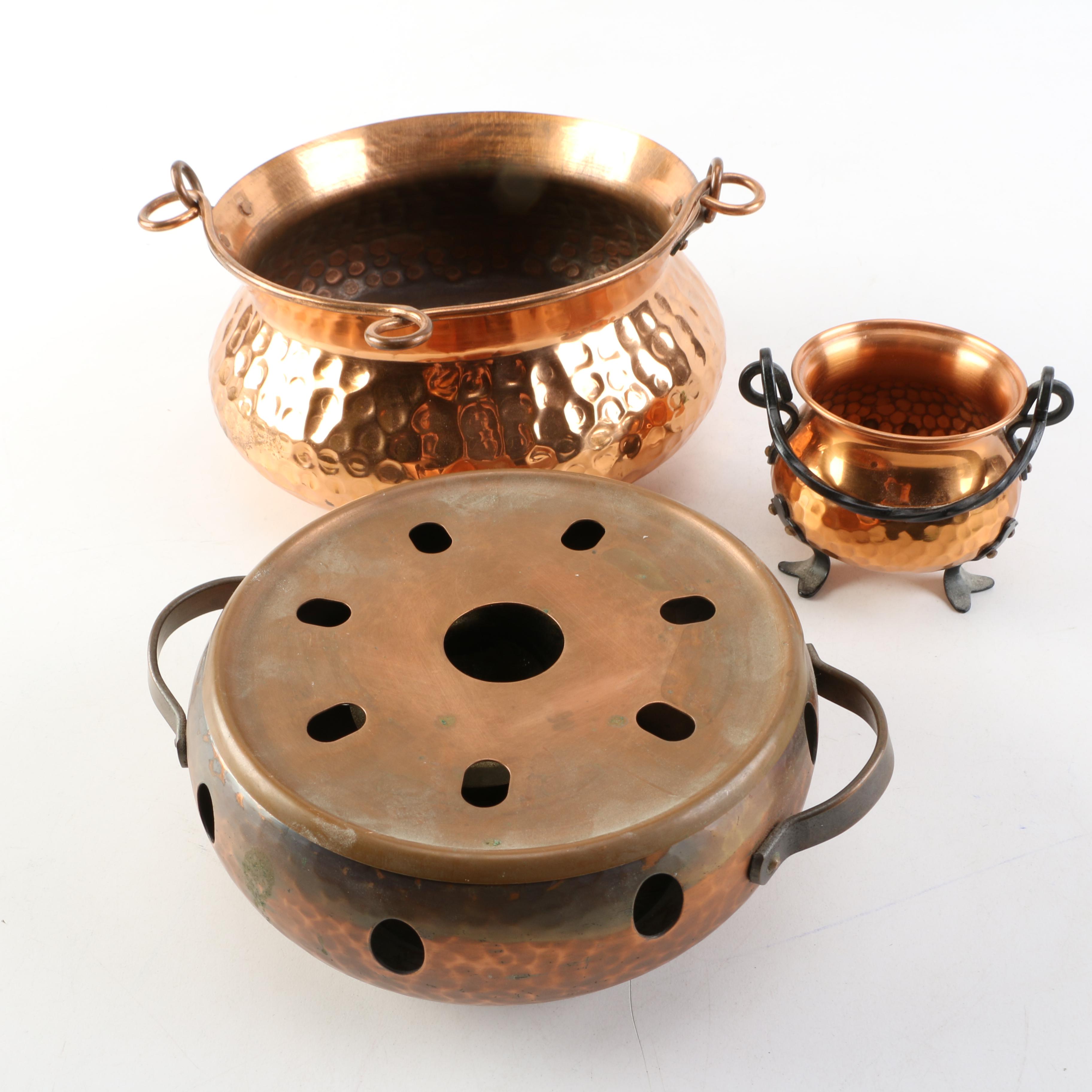 Vintage Copper Votive and Jardinières