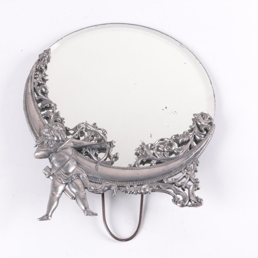 Vintage Cupid and Crescet Moon Motif Vanity Table Top Mirror