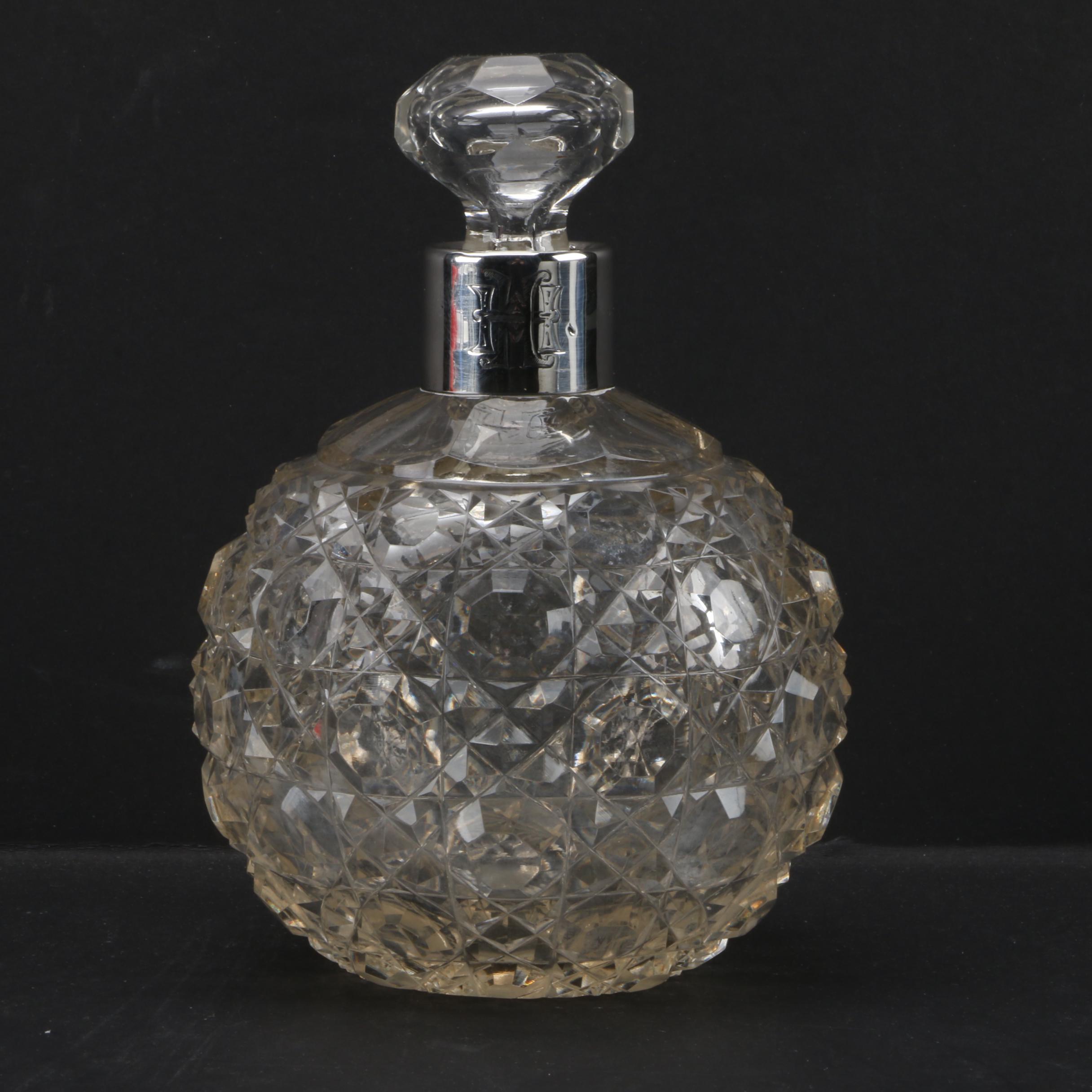 1892 Cornelius Sanders & Francis Shepard Crystal Perfume Bottle with Silver Neck