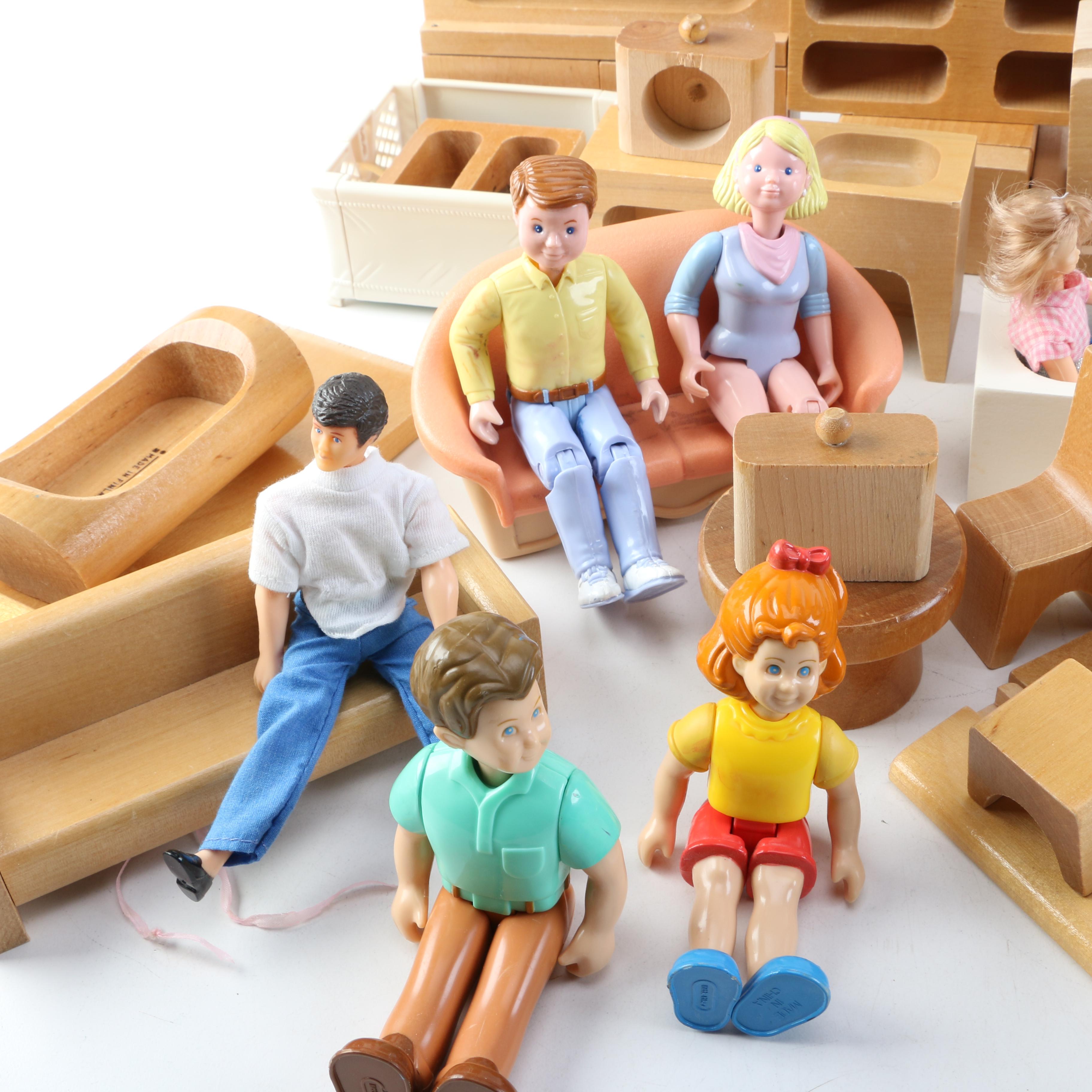 "Creative Playthings" Wooden Doll Furniture and Little Tikes Dolls