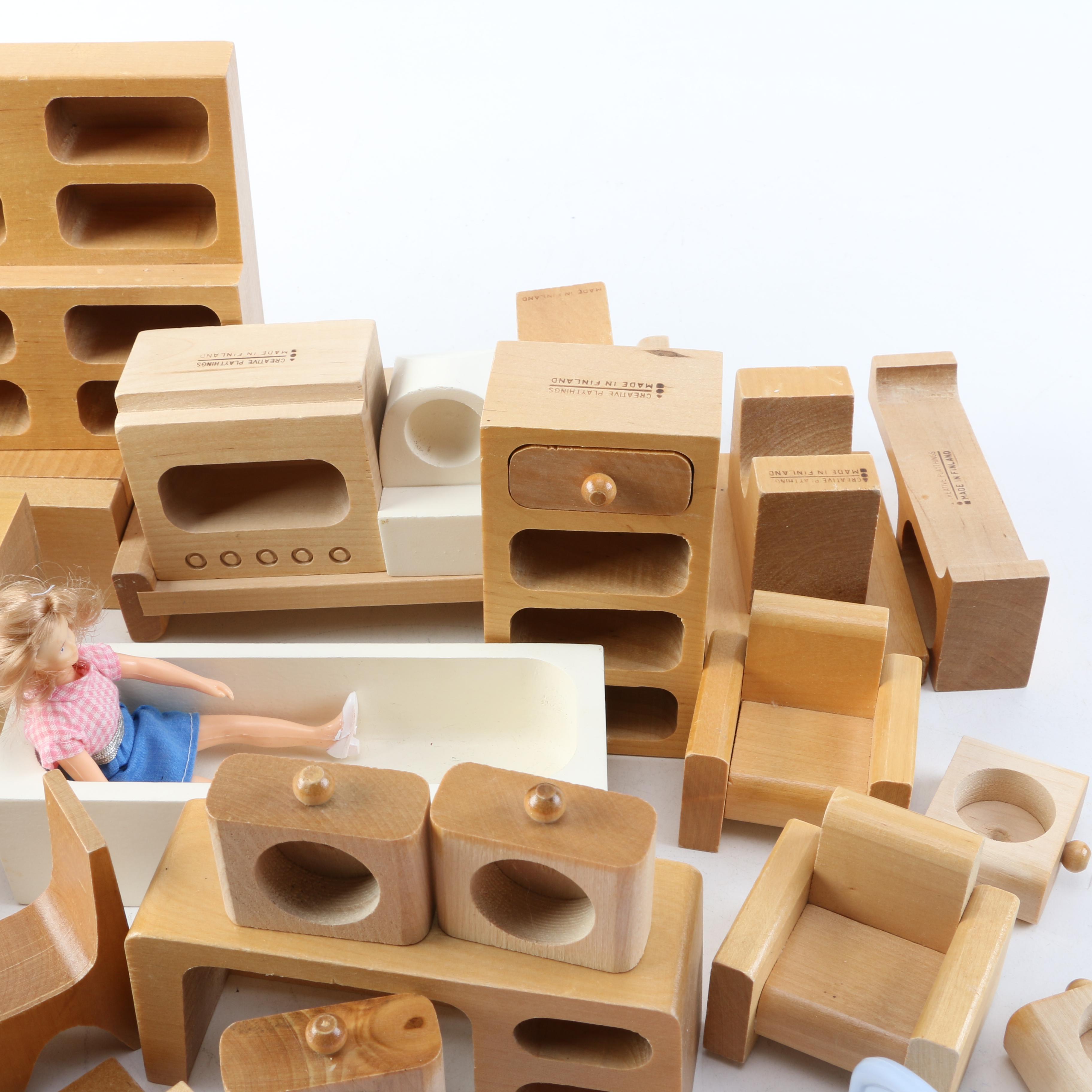 "Creative Playthings" Wooden Doll Furniture and Little Tikes Dolls