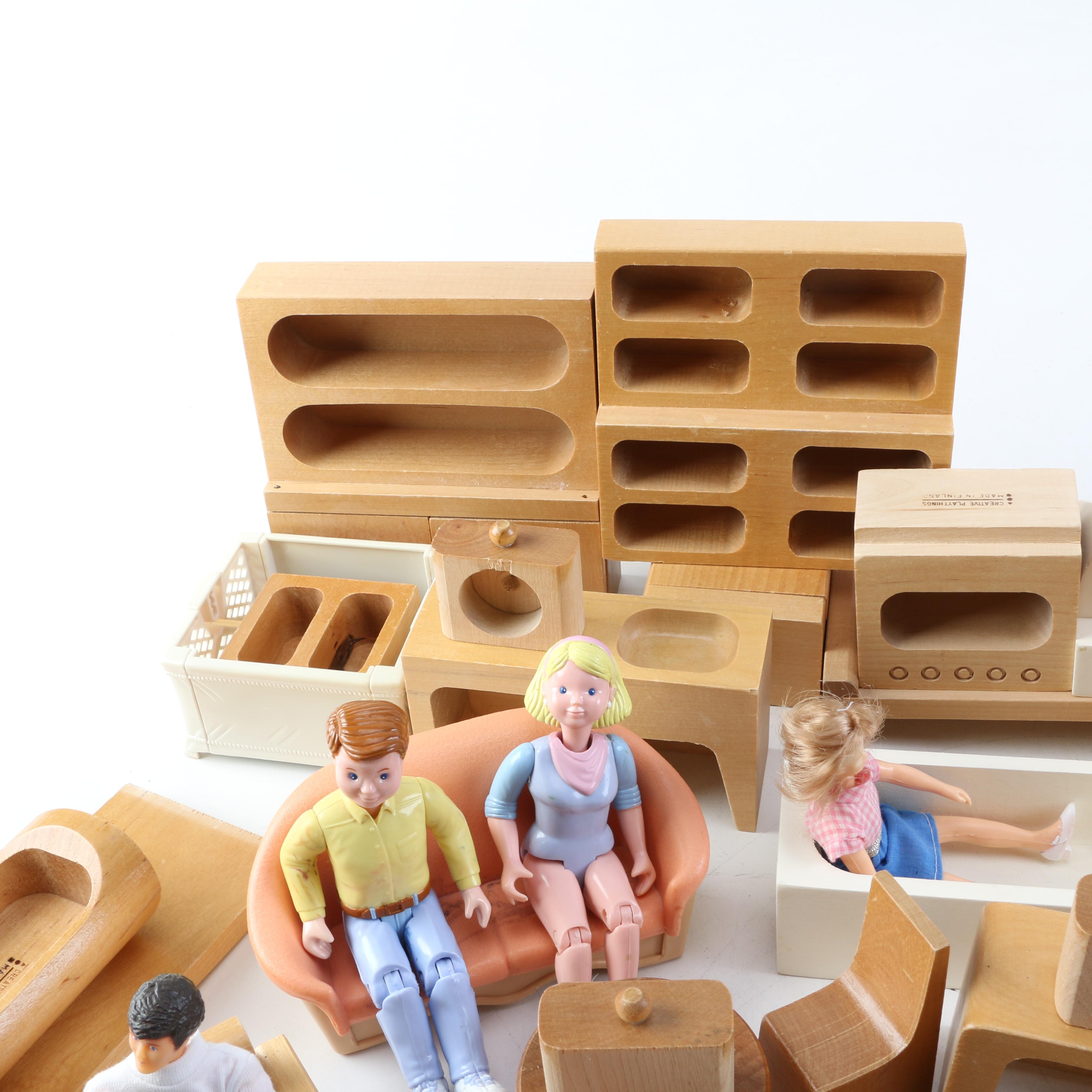 "Creative Playthings" Wooden Doll Furniture and Little Tikes Dolls