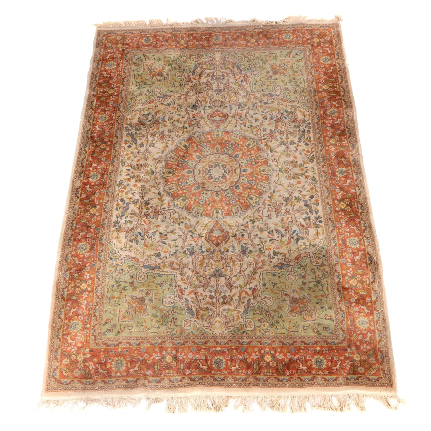 Hand-Knotted Indian Royal Jahan Tabriz-Style Pictorial Wool Area Rug