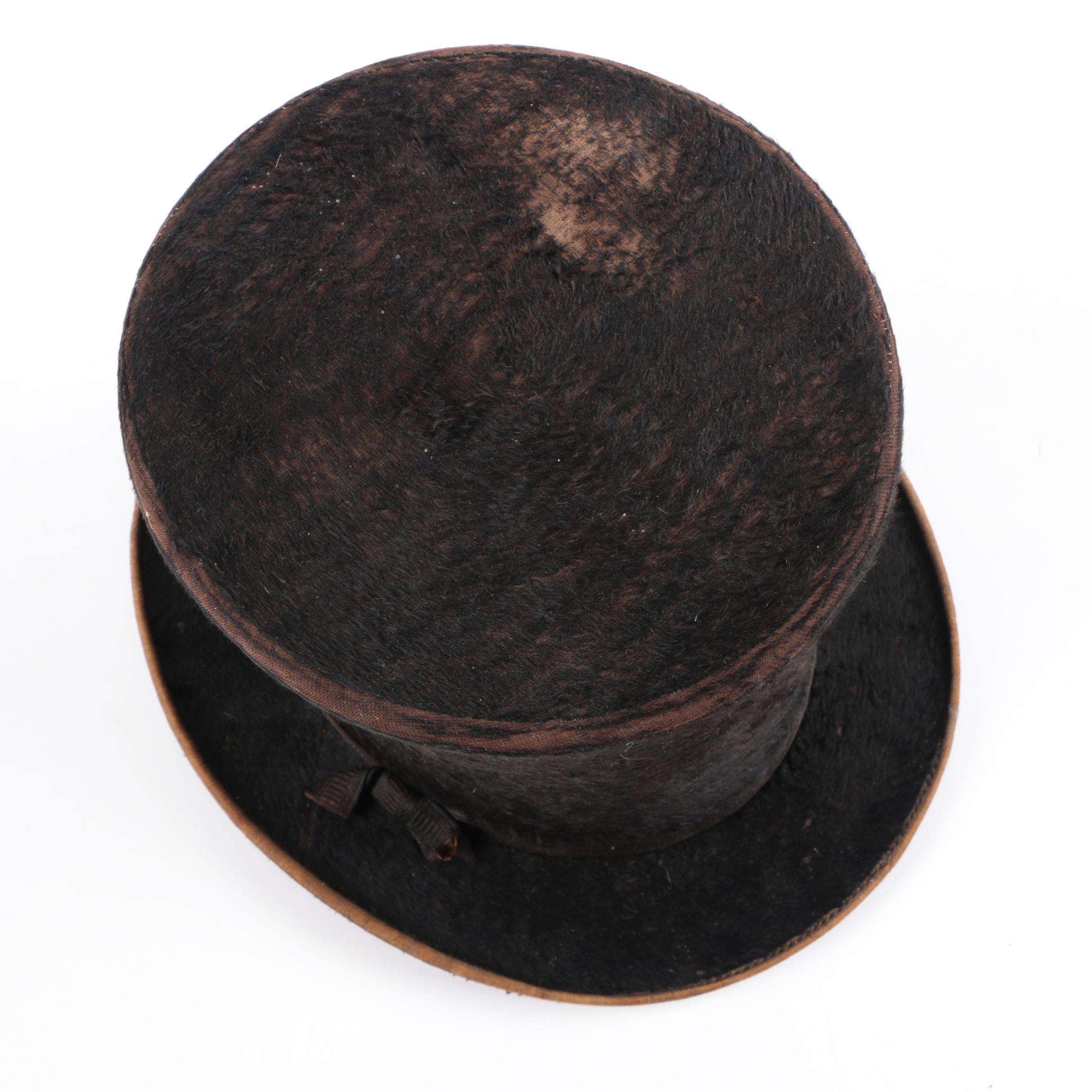 Victorian Greenough Jameson & Co. Black Sheared Beaver Fur Top Hat