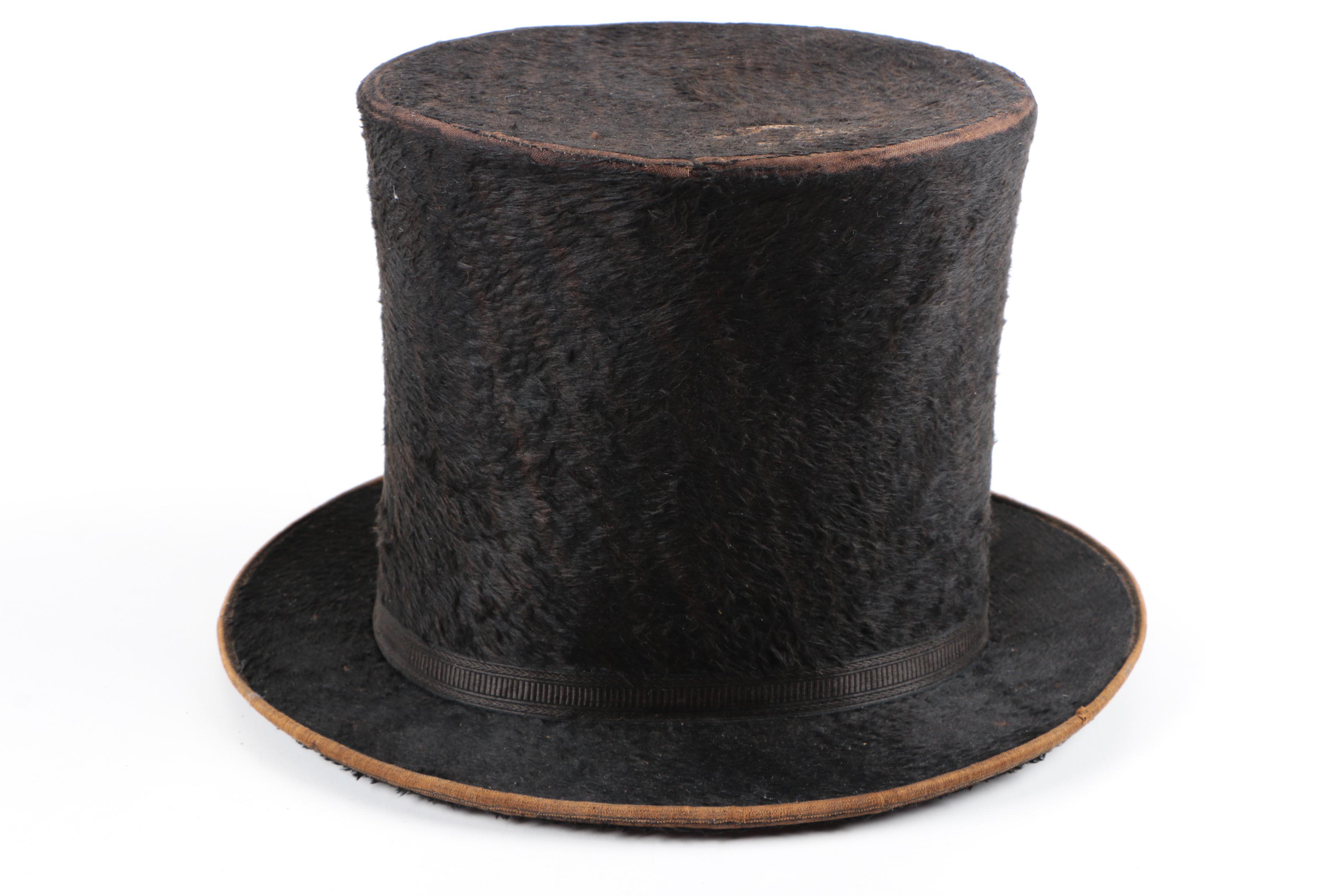 Victorian Greenough Jameson & Co. Black Sheared Beaver Fur Top Hat