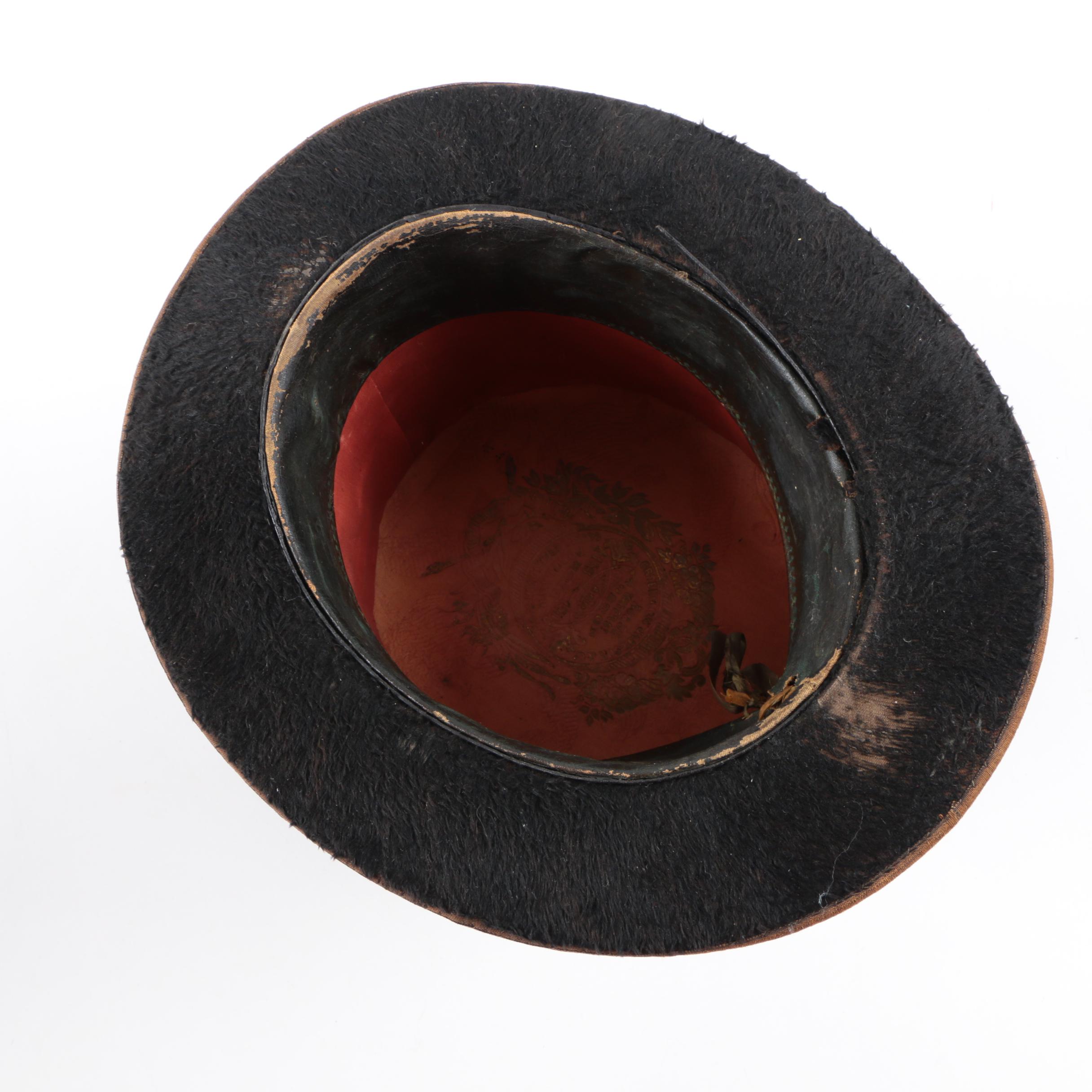 Victorian Greenough Jameson & Co. Black Sheared Beaver Fur Top Hat