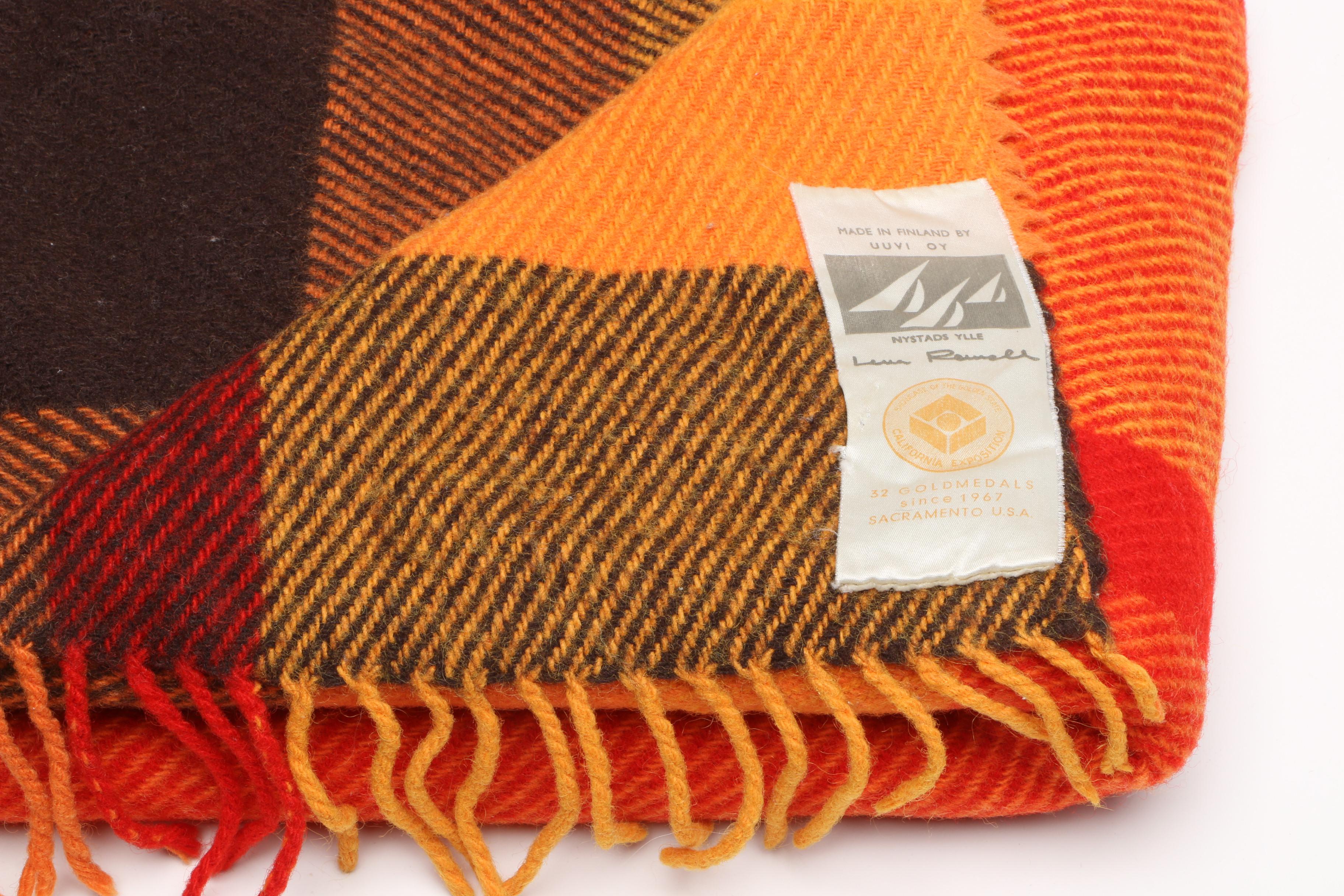 Vintage Lena Rewell Handwoven Plaid Wool Blanket