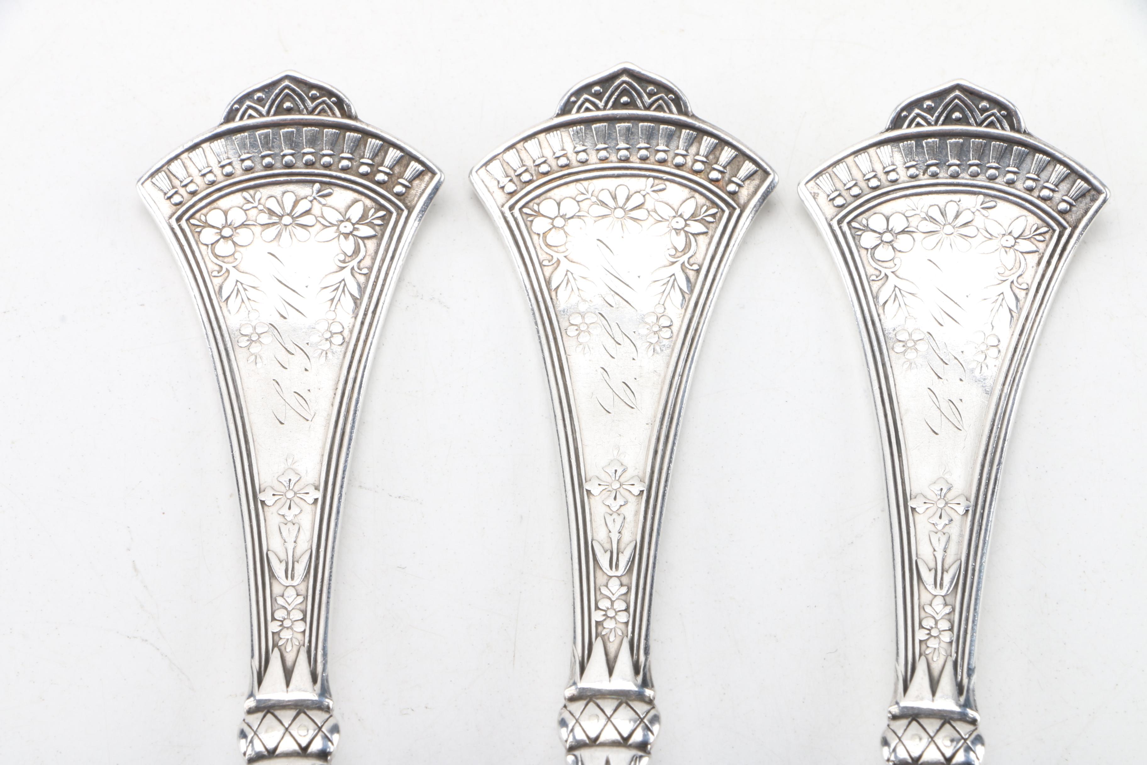 1847 Rogers Brothers "Crown" Neoclassical Style Silver Plate Dinner Forks