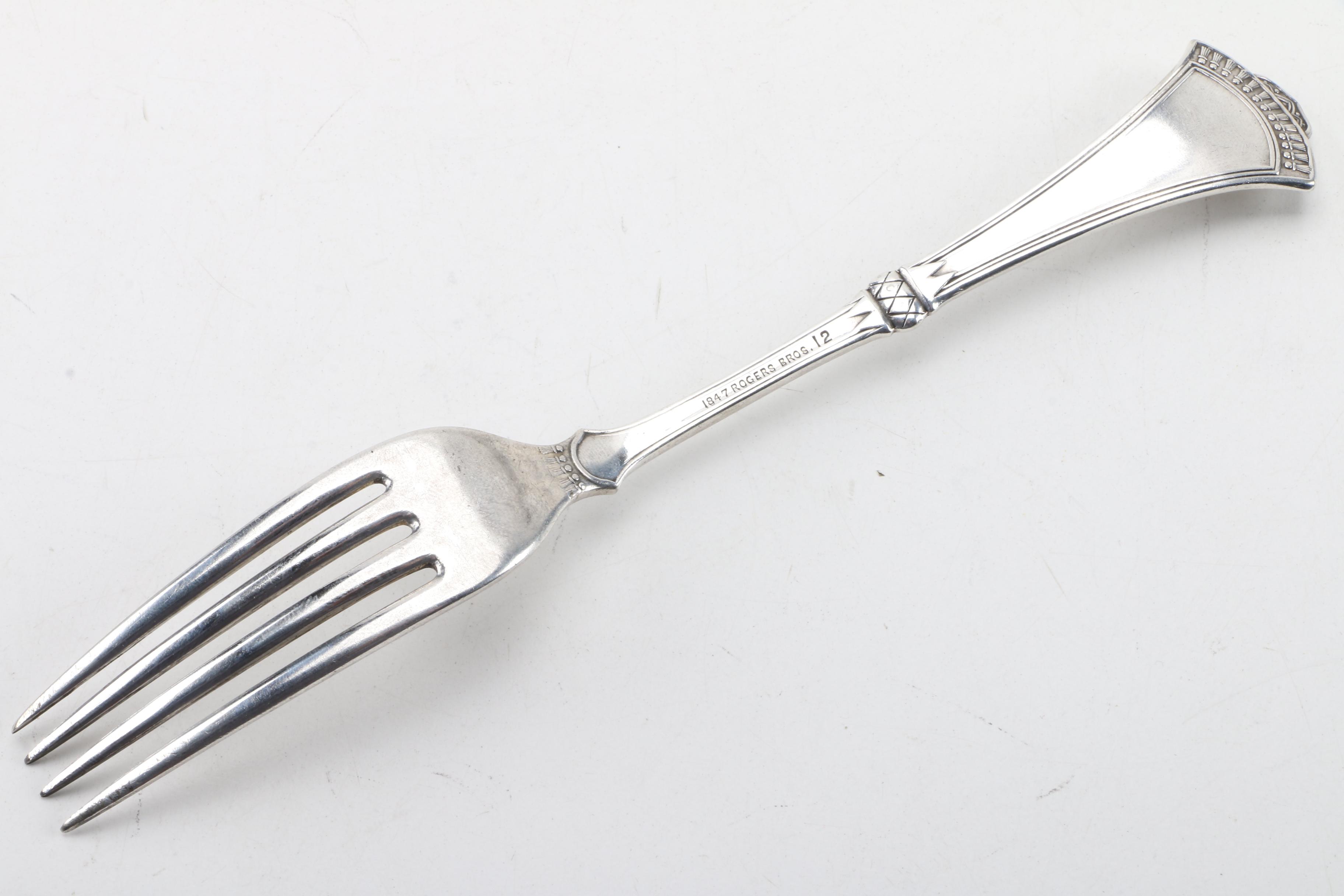 1847 Rogers Brothers "Crown" Neoclassical Style Silver Plate Dinner Forks