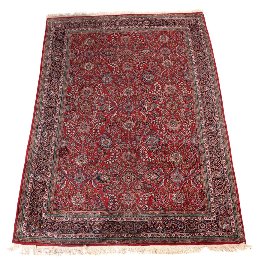 Hand-Knotted Indian Bara Bijar Style Wool Area Rug