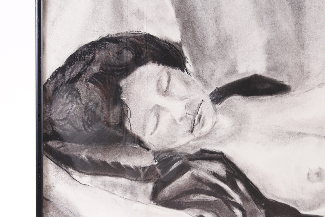 Nude Female Figure in Charcoal