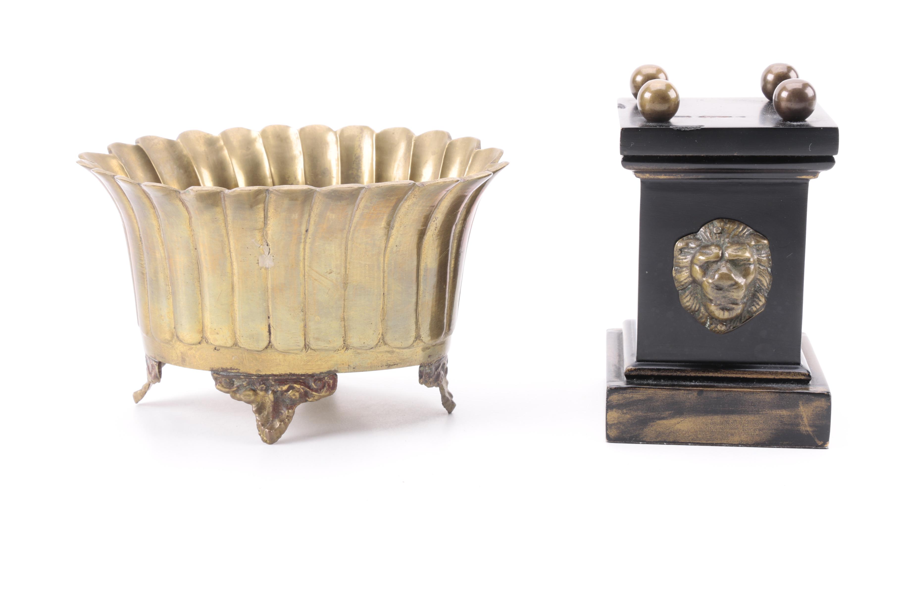 Kein Serpentine Jewelry Box and Brass Decorative Items