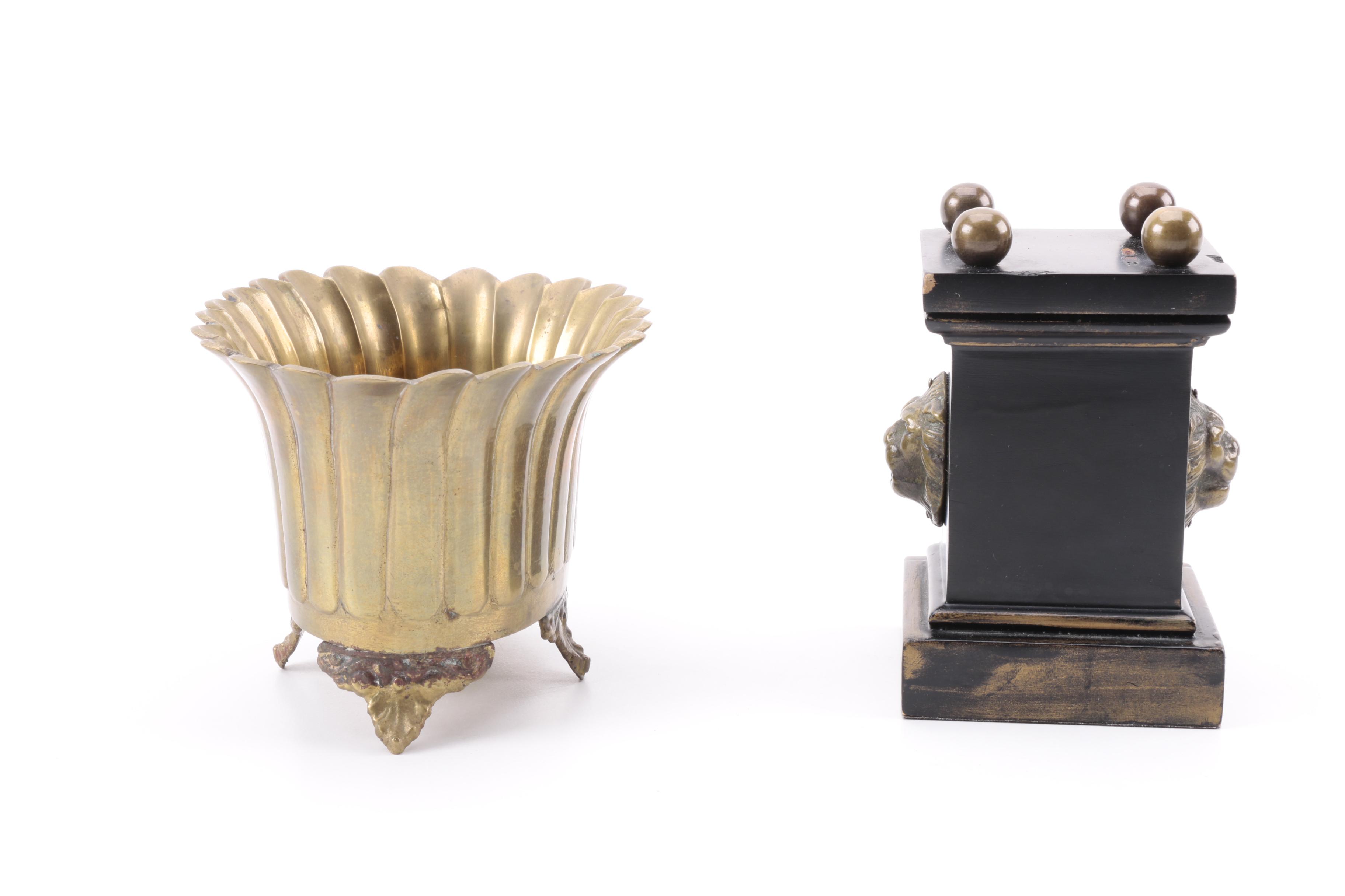 Kein Serpentine Jewelry Box and Brass Decorative Items