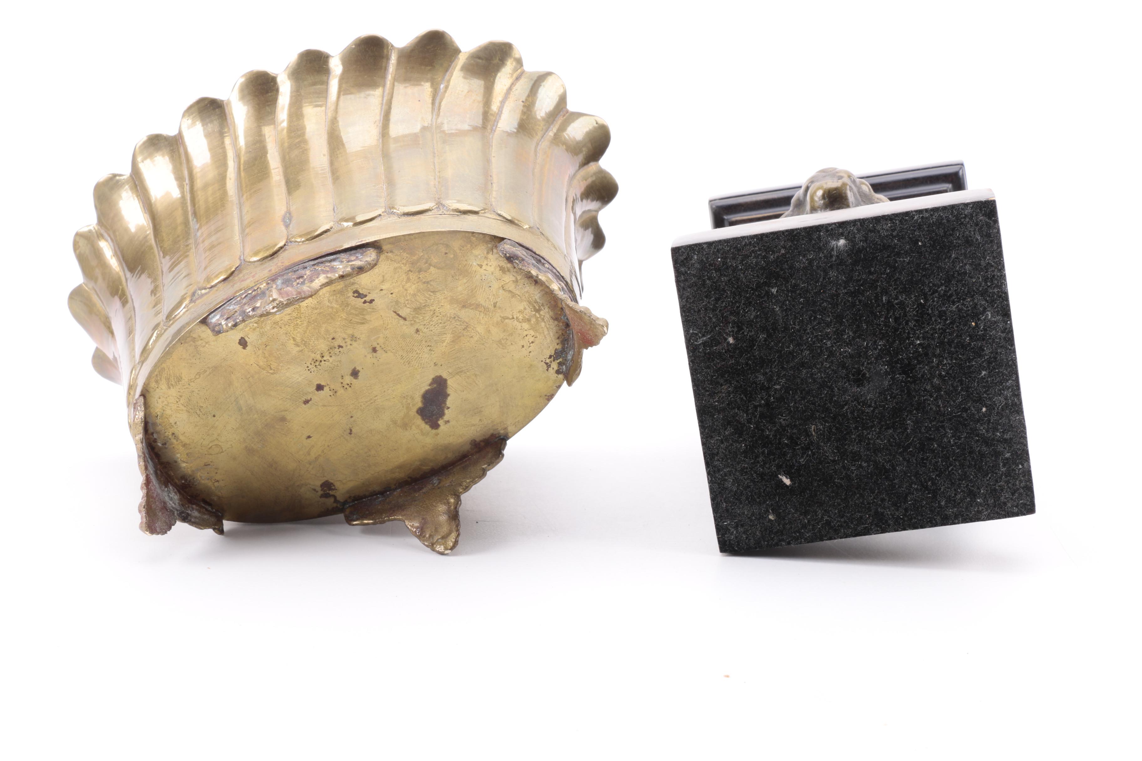 Kein Serpentine Jewelry Box and Brass Decorative Items