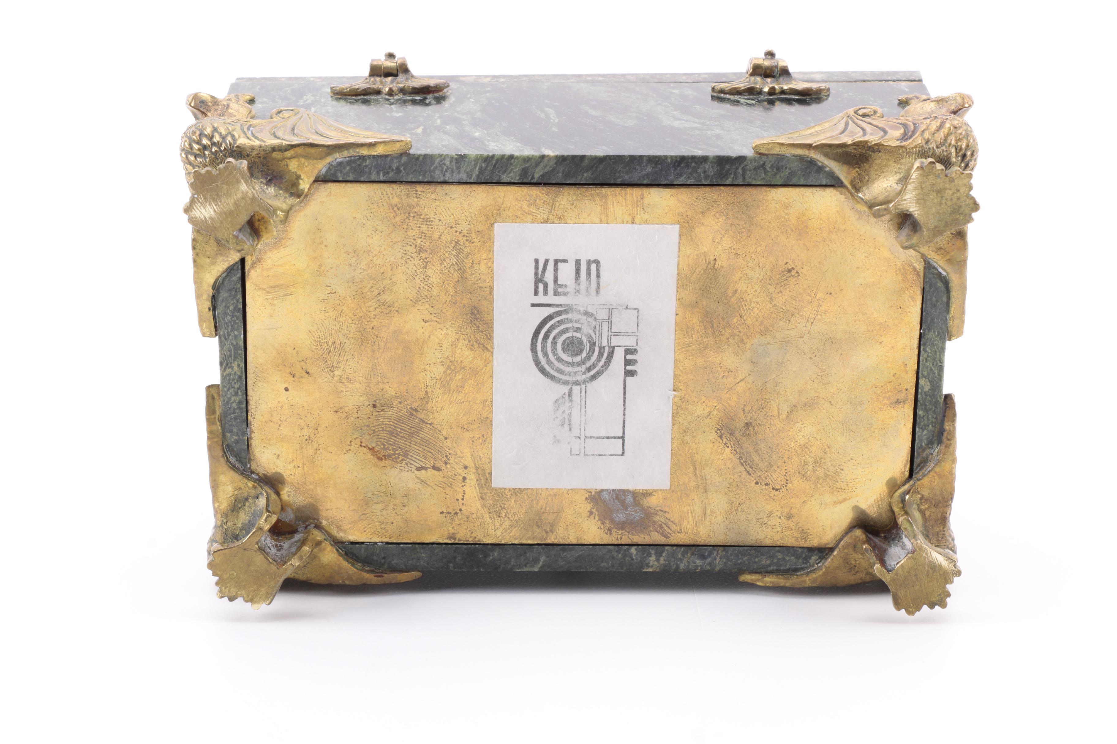 Kein Serpentine Jewelry Box and Brass Decorative Items