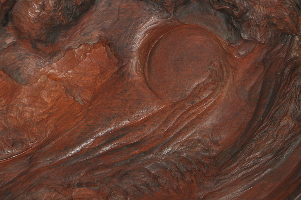 Janusz Obst Carved Wood Relief Sculpture of Forest Scene with Wolves