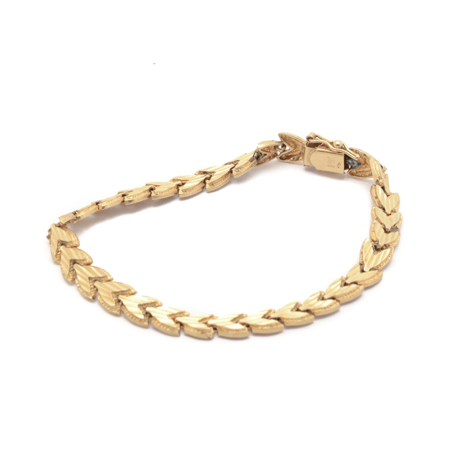 14K Gold Heart Link Bracelet