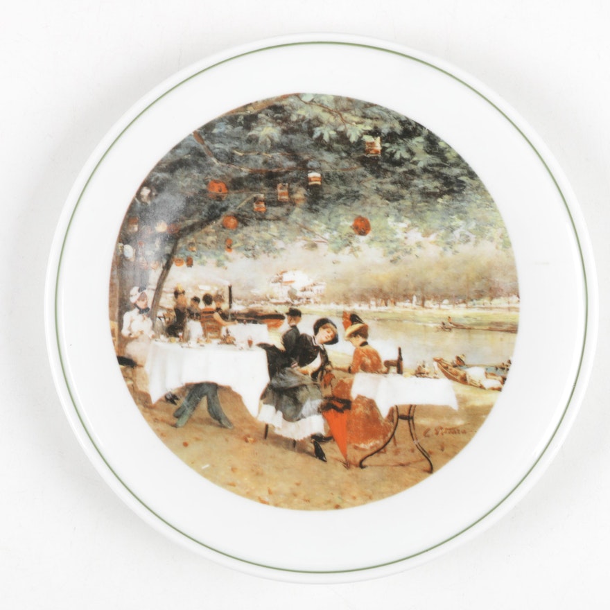 Richard Ginori Plate after "On The Banks of the Seine" by Carlo Pittara