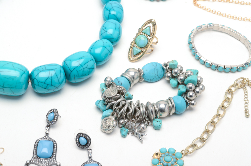 Faux Turquoise Costume Jewelry Assortment
