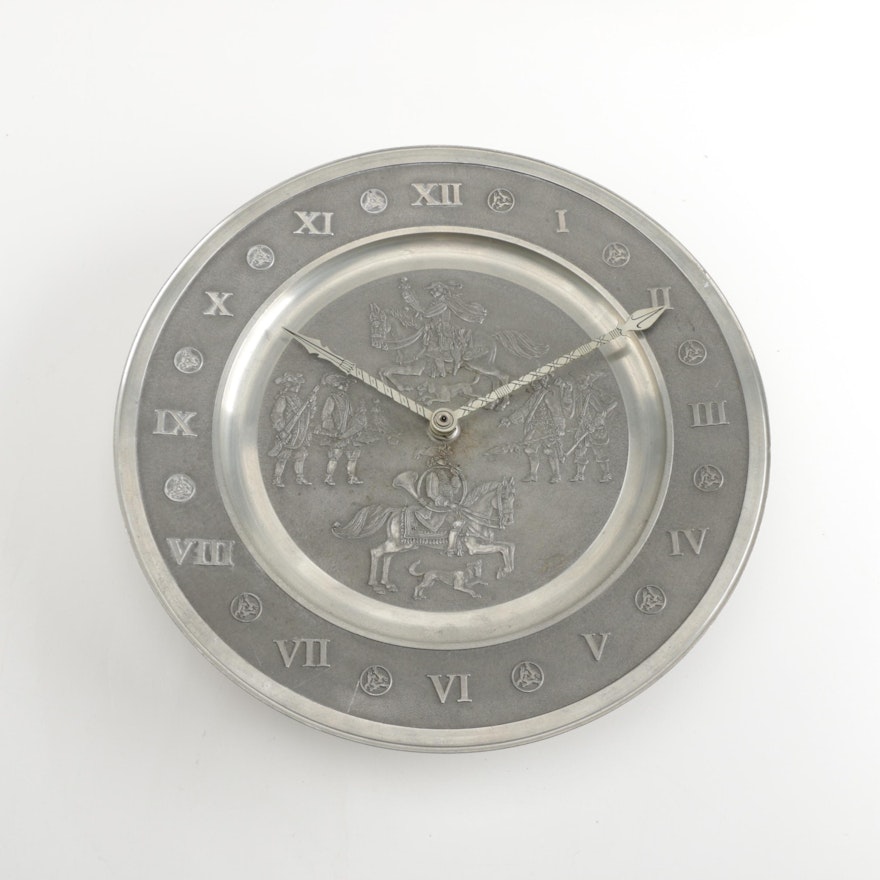 Roders Zinn Pewter Plate Wall Clock