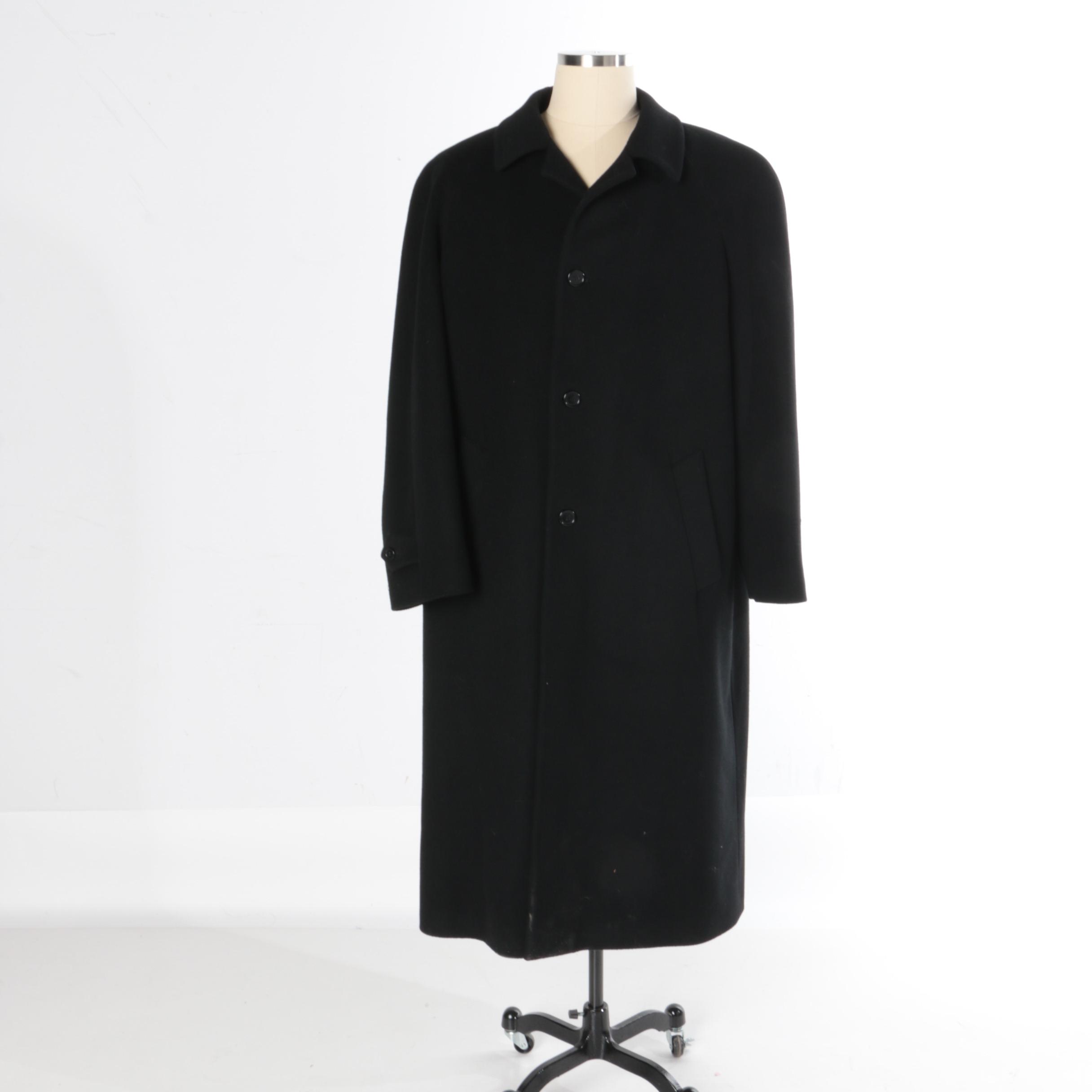 Men's Mario Valente Black Cashmere and Lambswool Overcoat