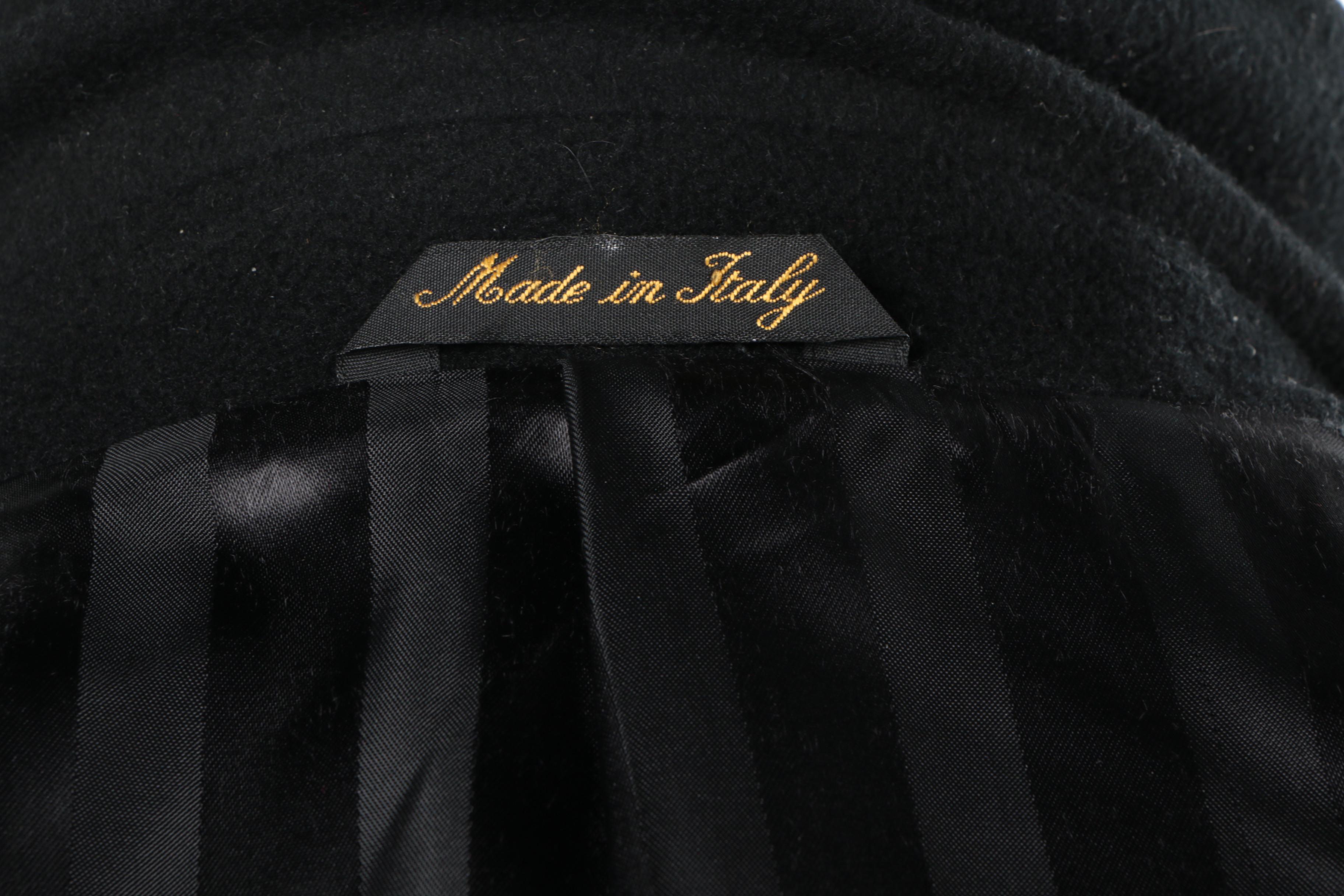 Men's Mario Valente Black Cashmere and Lambswool Overcoat