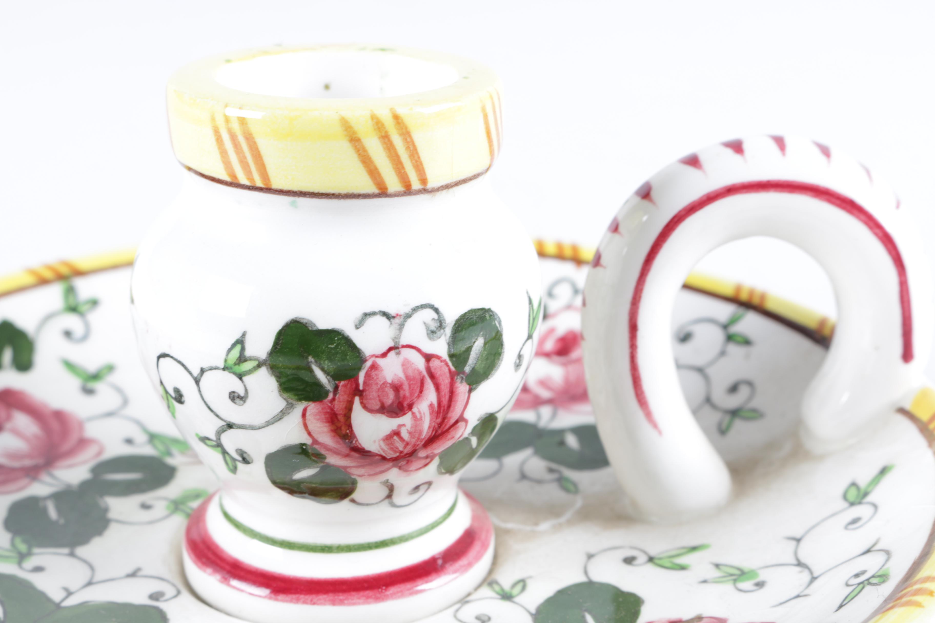 Pair of Vintage Ucacgo PY "Early Provincial" Handled Candle Holders