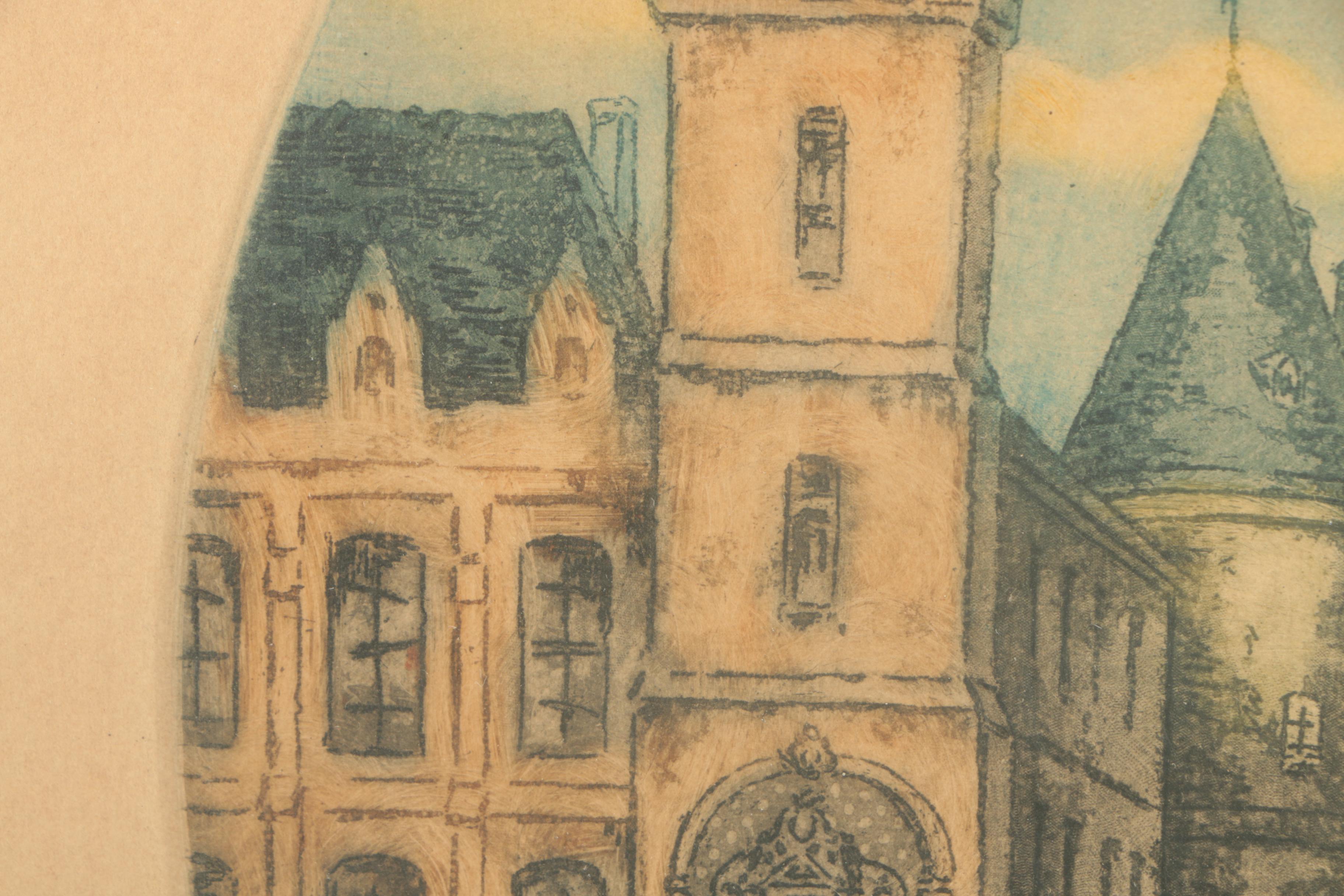 Vintage A la Poupee Etching of Paris Royal Palace