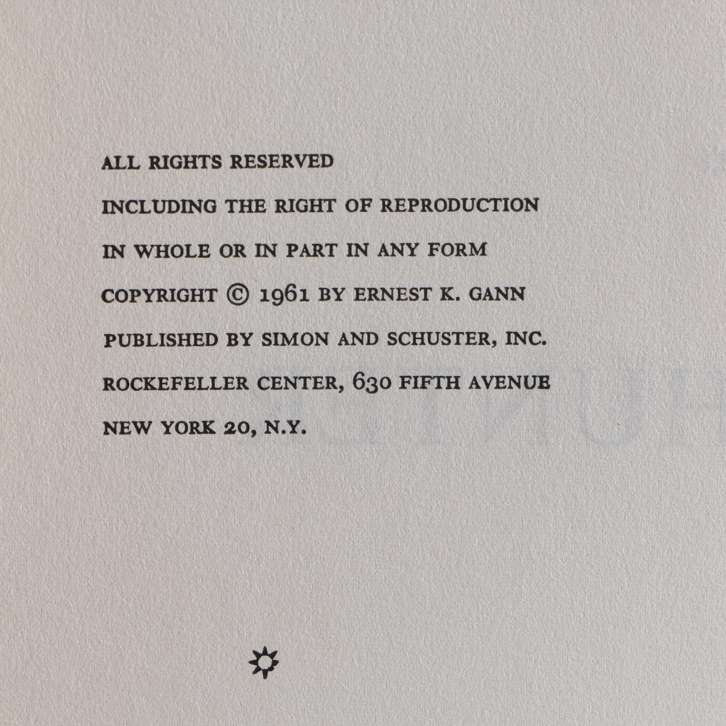 1961 "Fate is the Hunter" by Ernest K. Gann