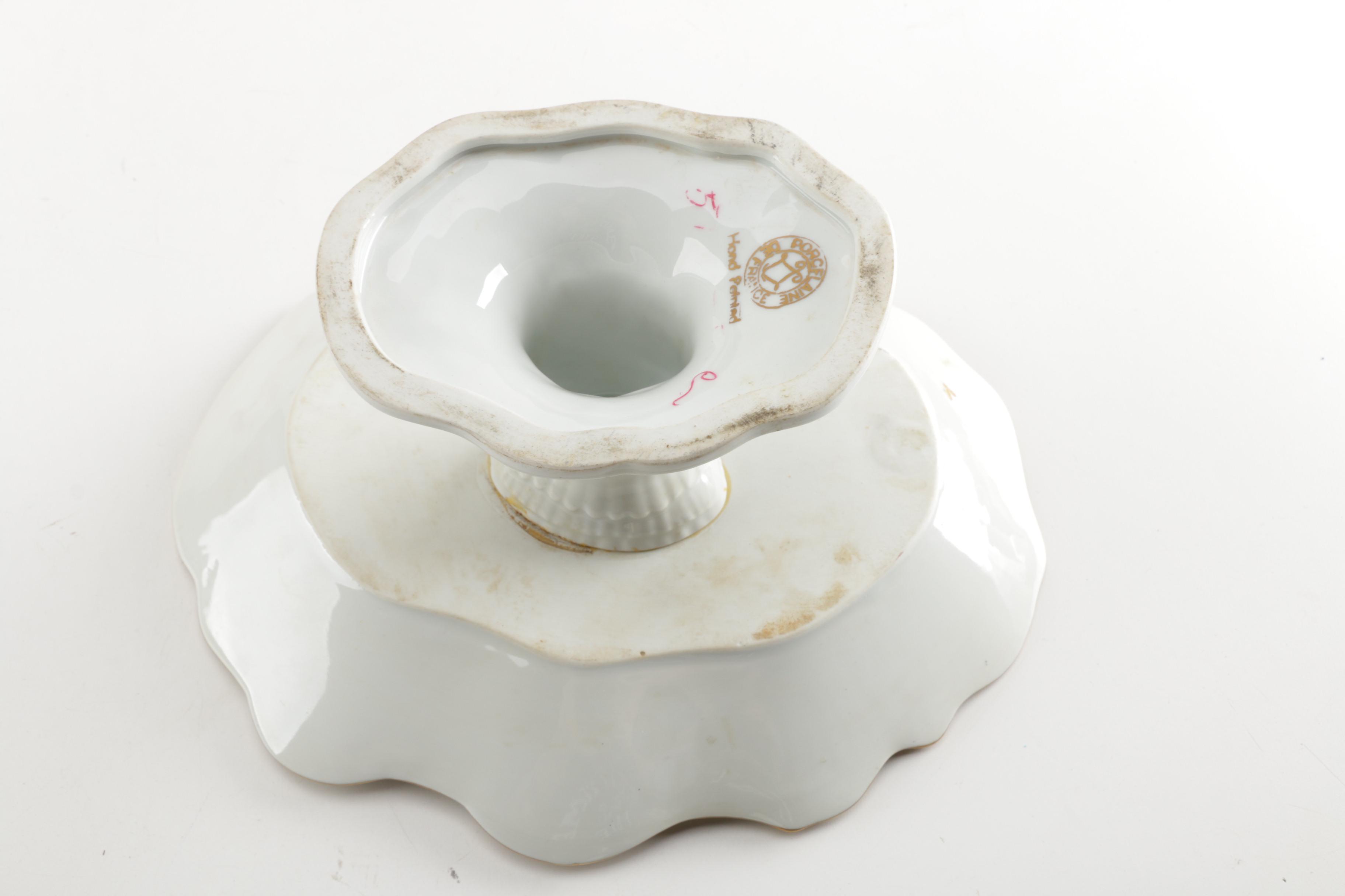 Vintage Hand-Painted Porcelain Dish with Gold-Tone Roses