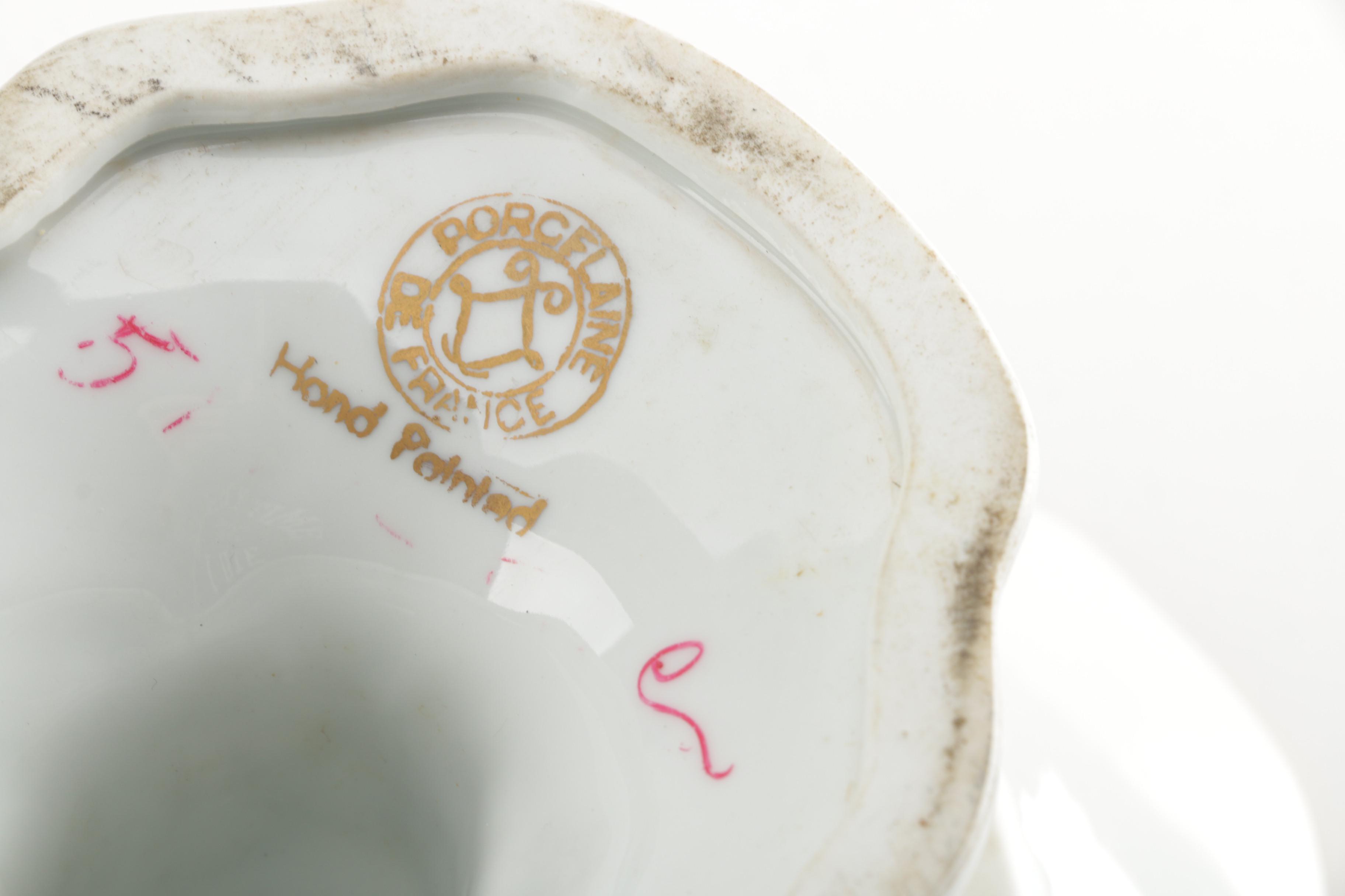 Vintage Hand-Painted Porcelain Dish with Gold-Tone Roses